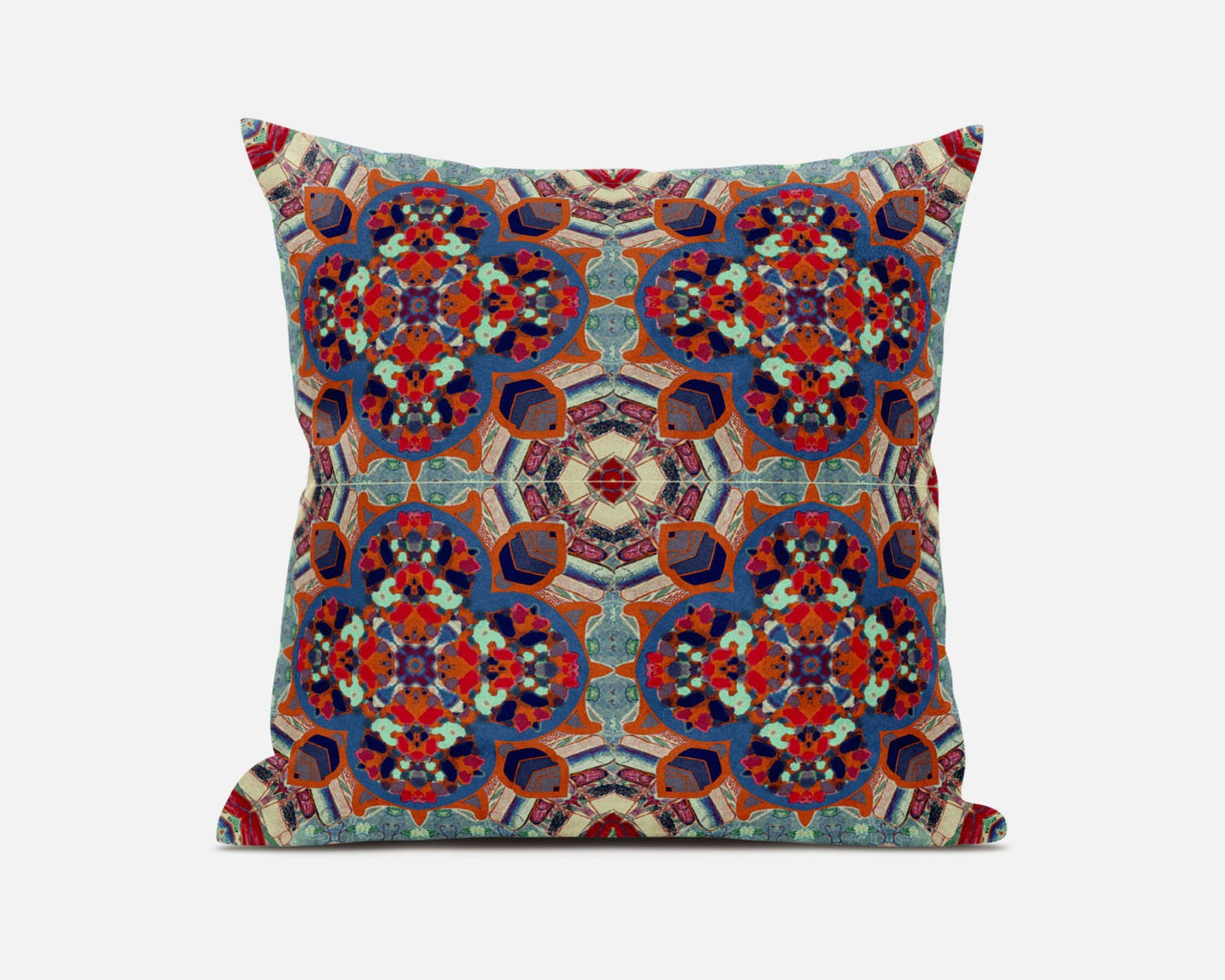Blue & Orange Microsuede Quatrefoil Pillow