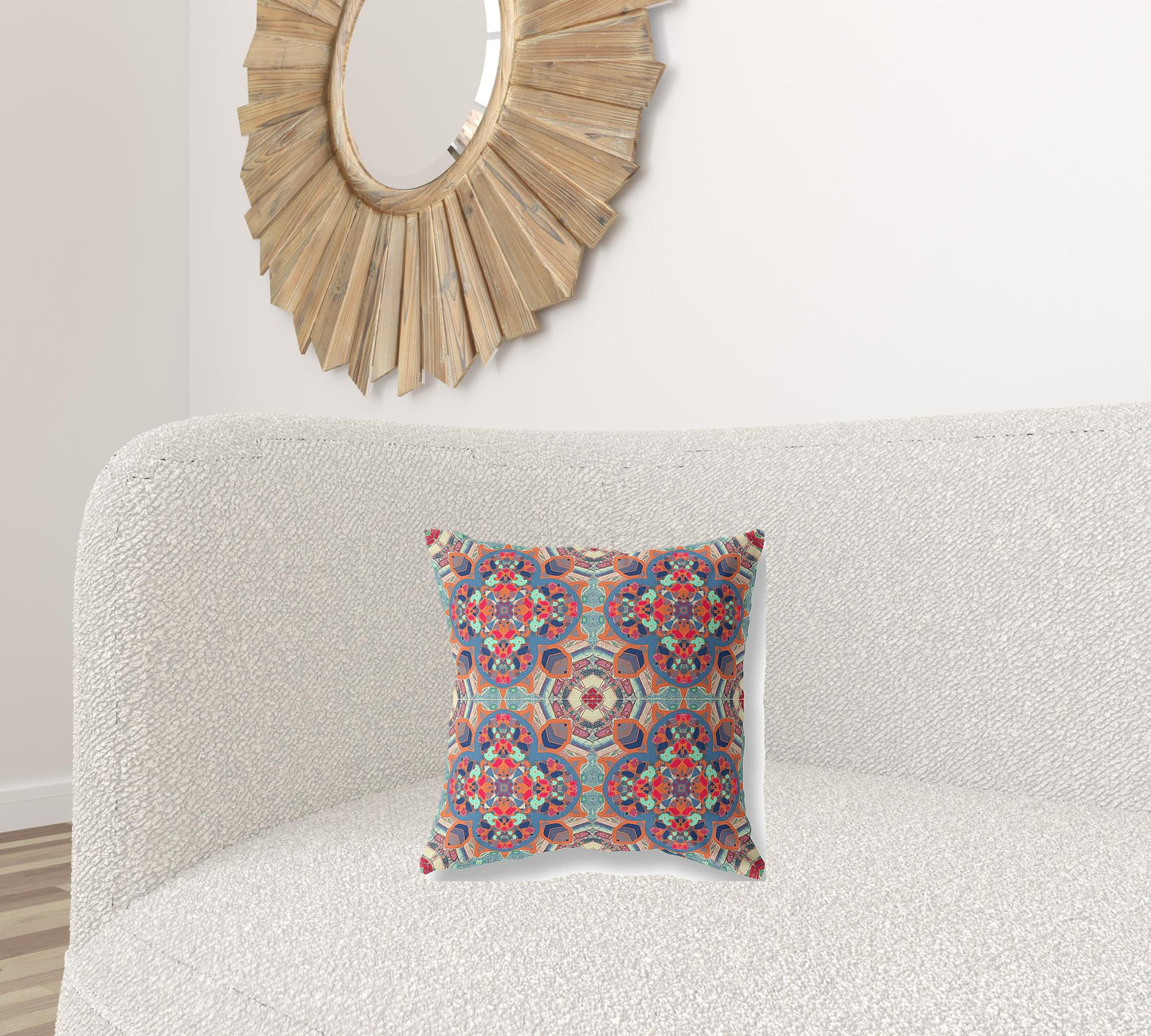 Blue & Orange Microsuede Quatrefoil Pillow