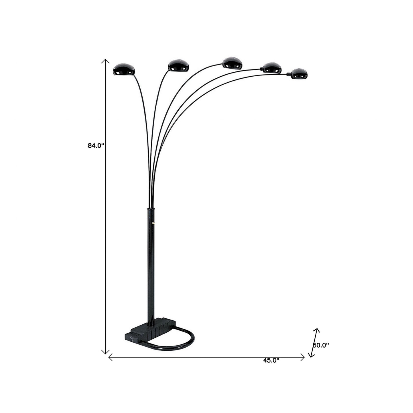 Black 5-Light Arc Floor Lamp w/ Shade