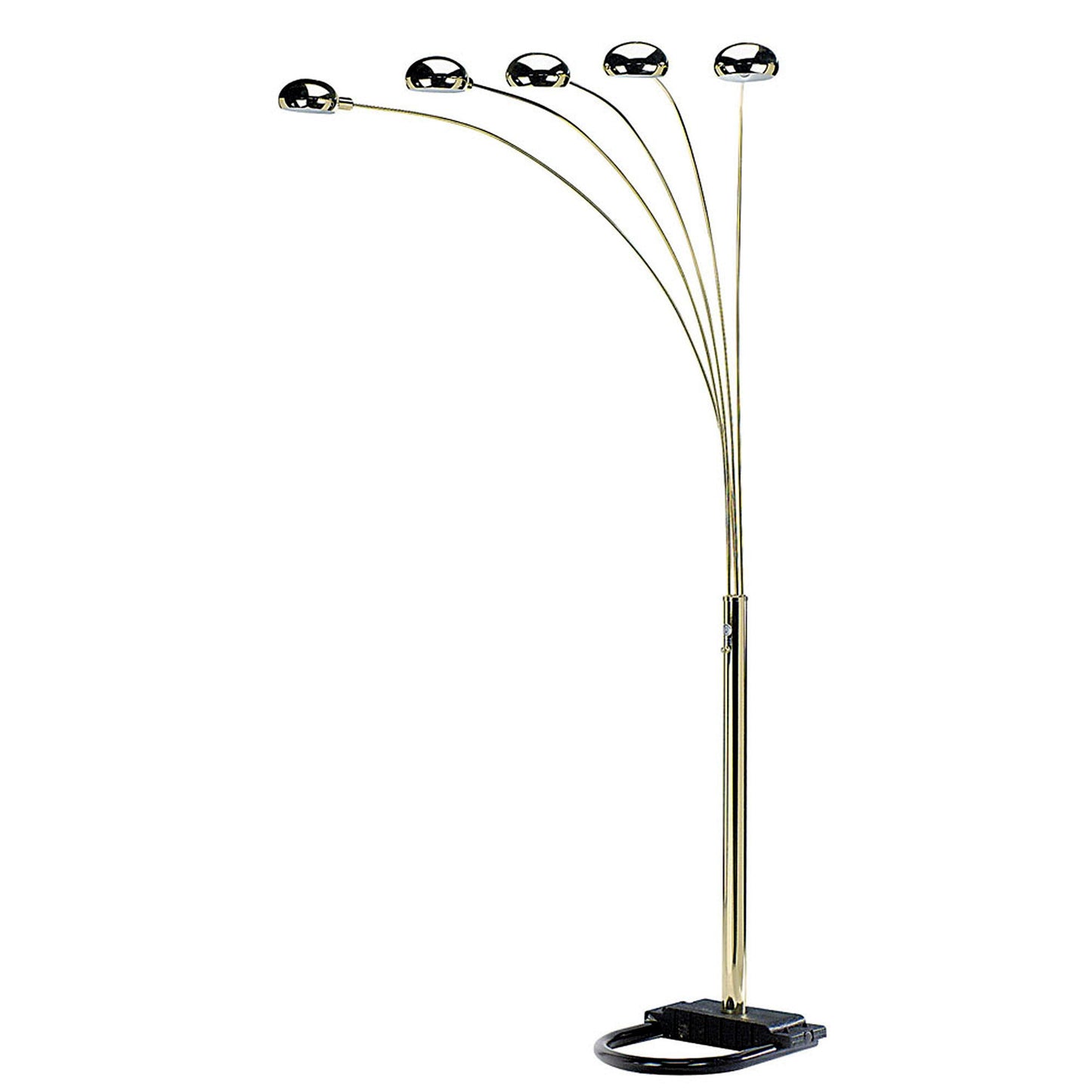 Brass 5-Light Arc Floor Lamp w/ Brass Shade