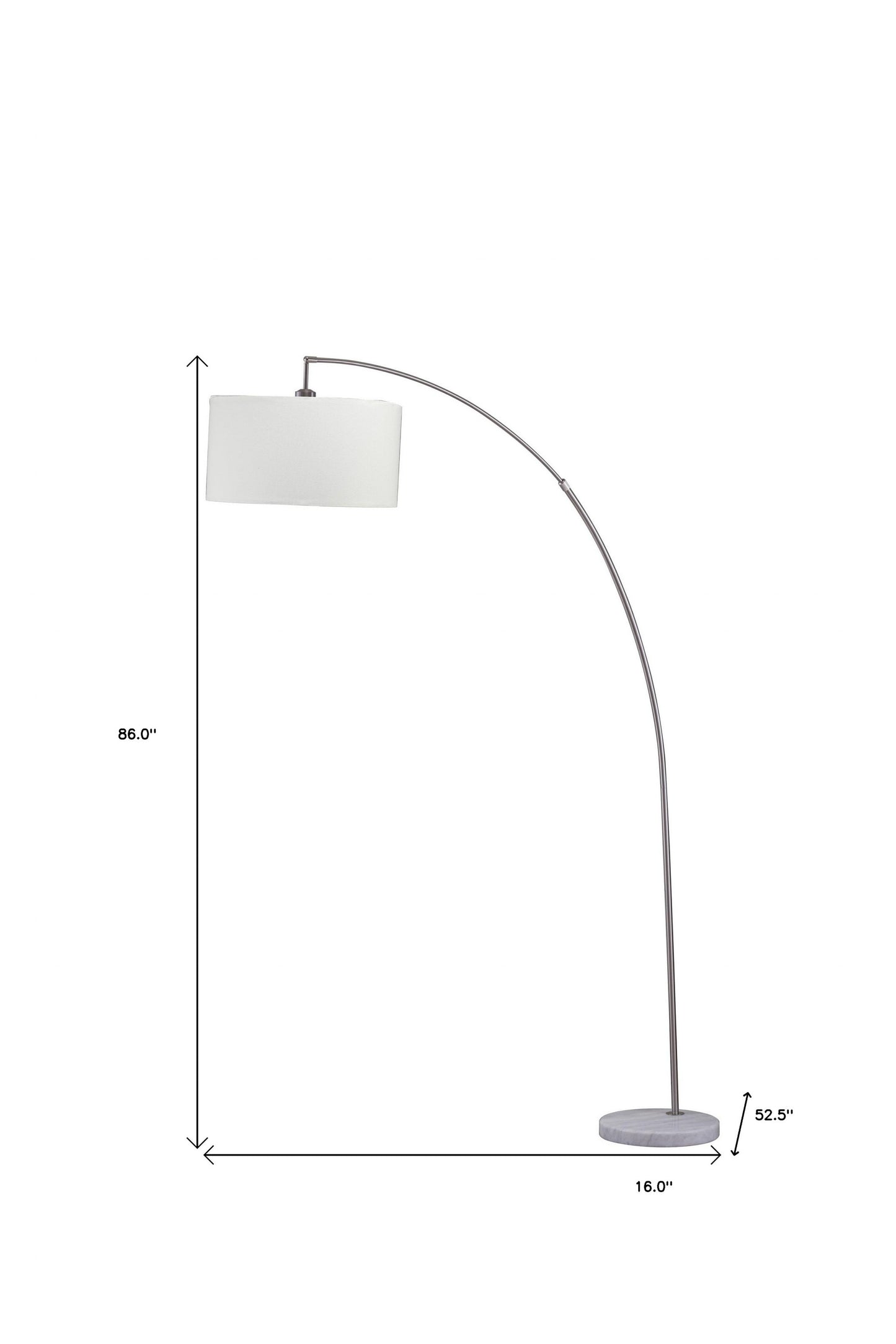 White & Silver Arc Floor Lamp w/ Shade