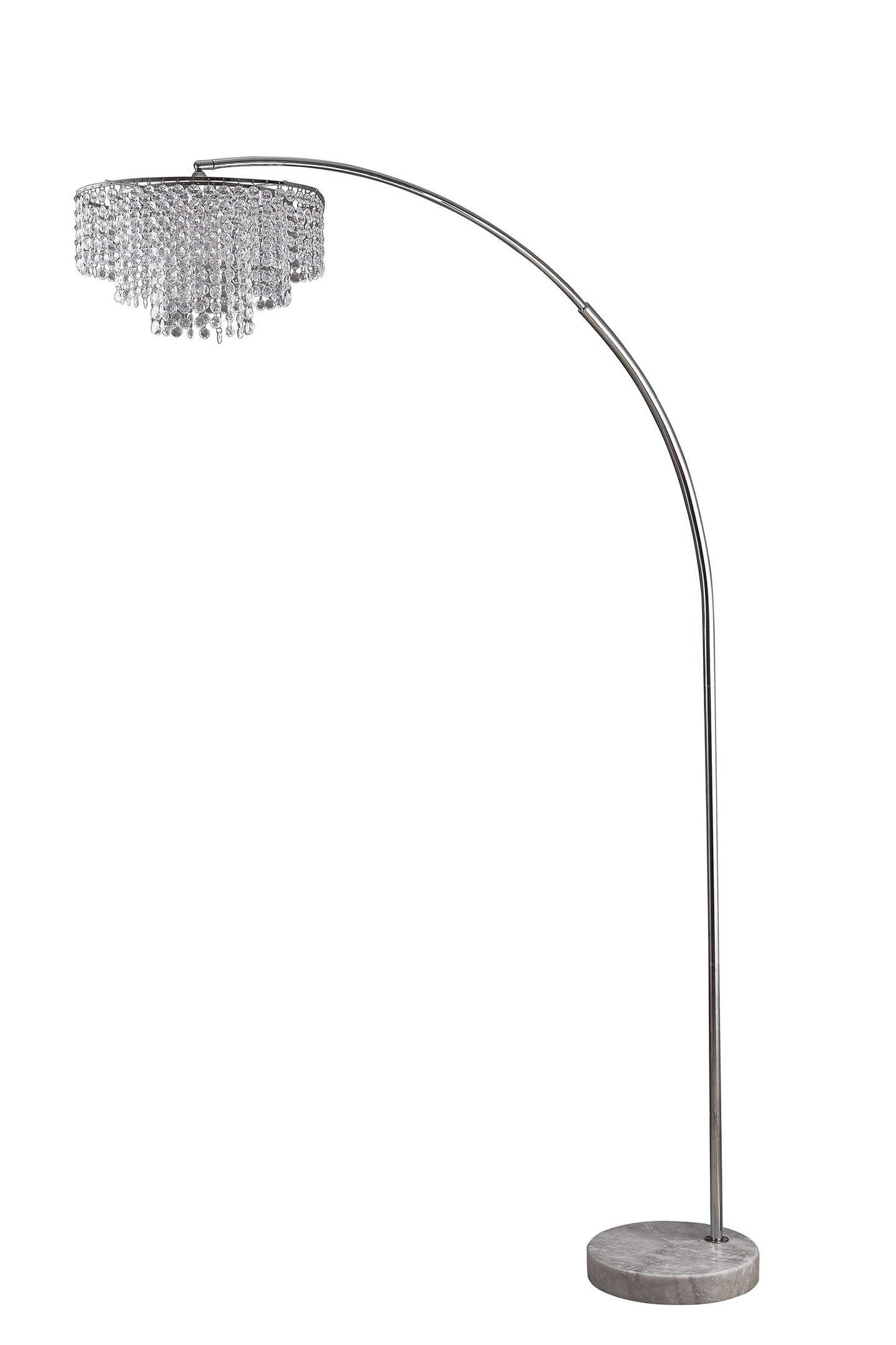 Silver & White Arc Floor Lamp w/ Faux Crystal Beading