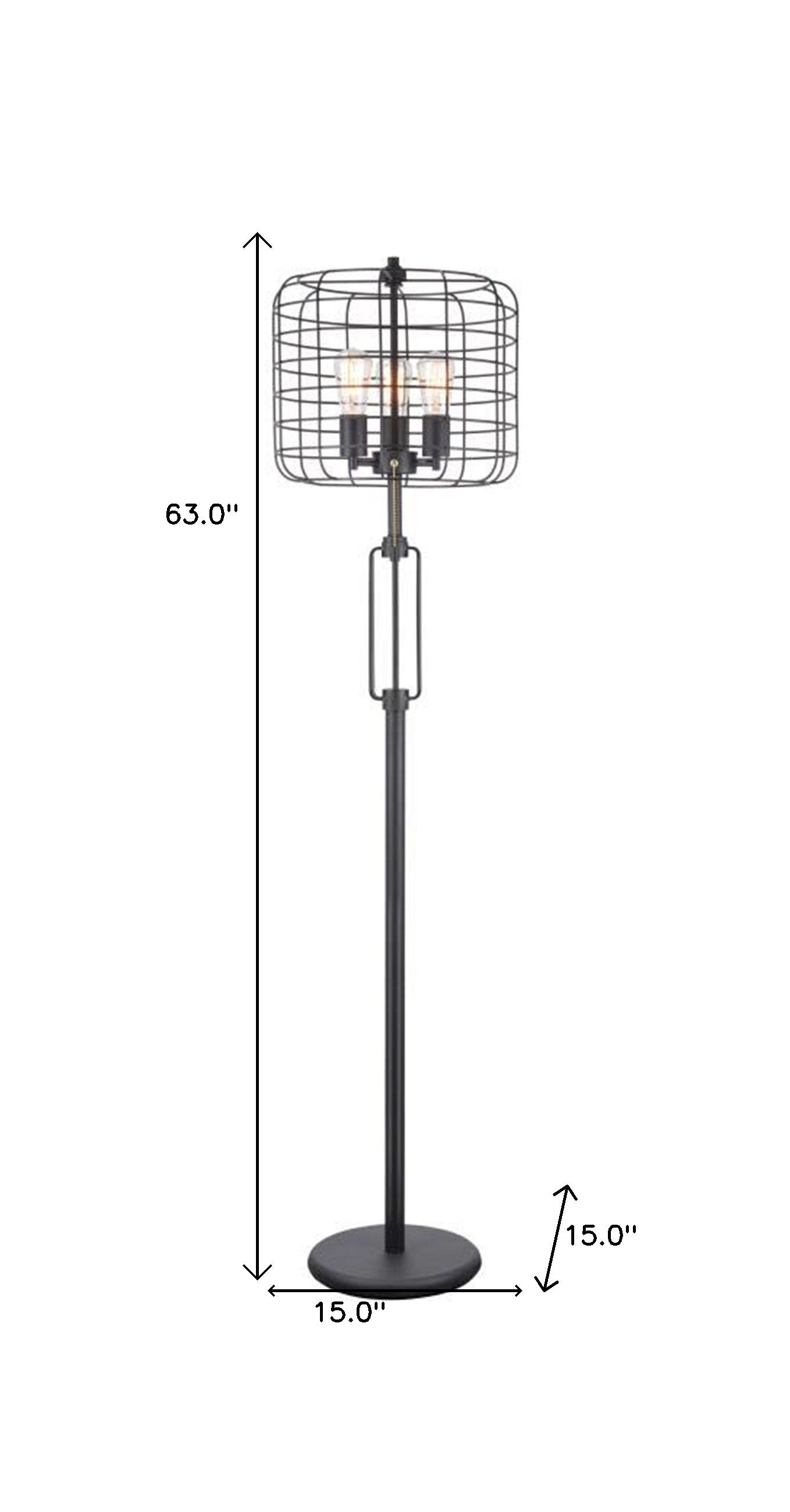 Black Three Lights Floor Lamp w/ Shade
