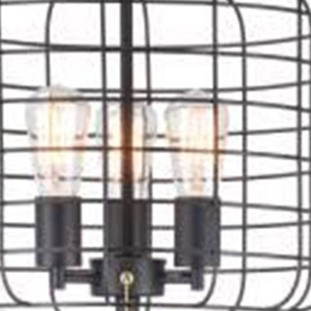 Black Three Lights Floor Lamp w/ Shade
