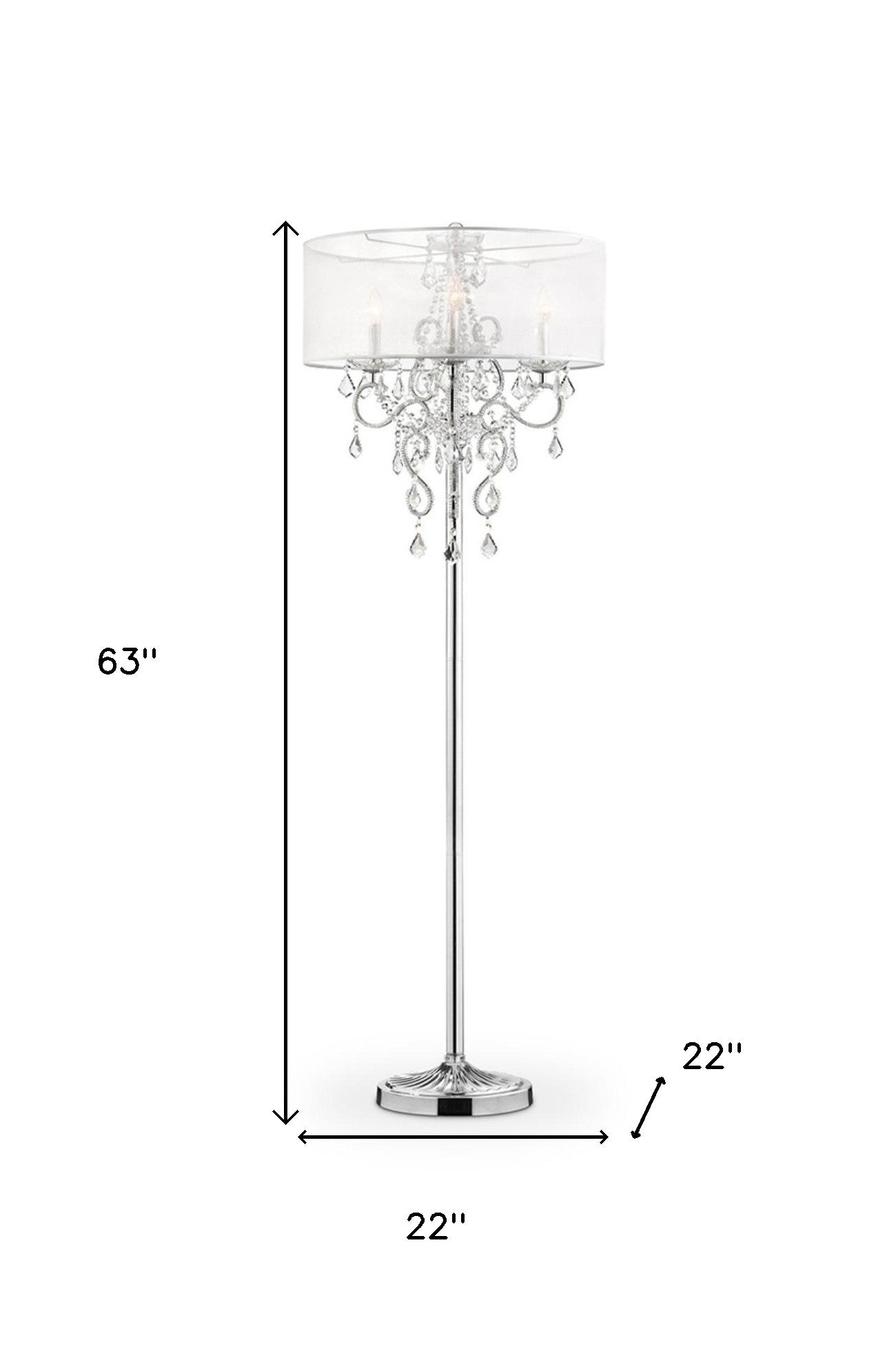 Steel 3-Light Candelabra Floor Lamp w/ Shade