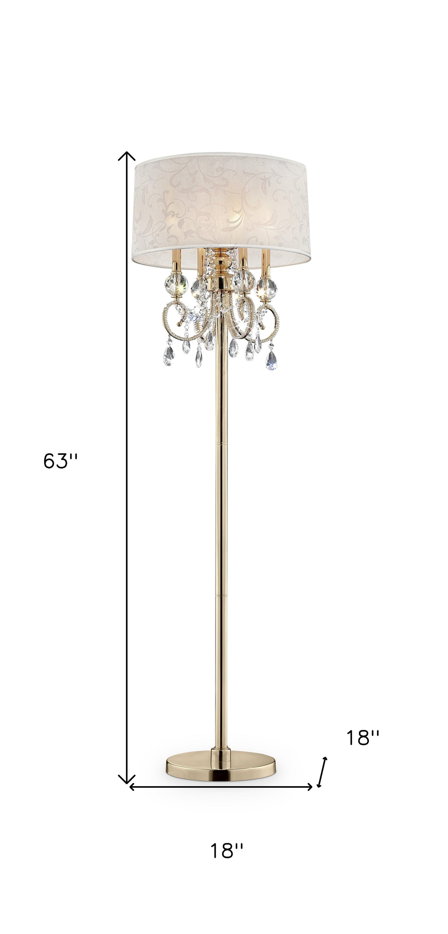 Stunning Brass Gold Finish Floor Lamp