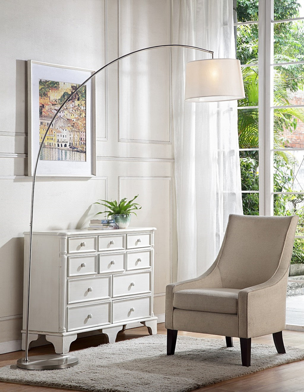 White Adjustable Floor Lamp w/ Shade