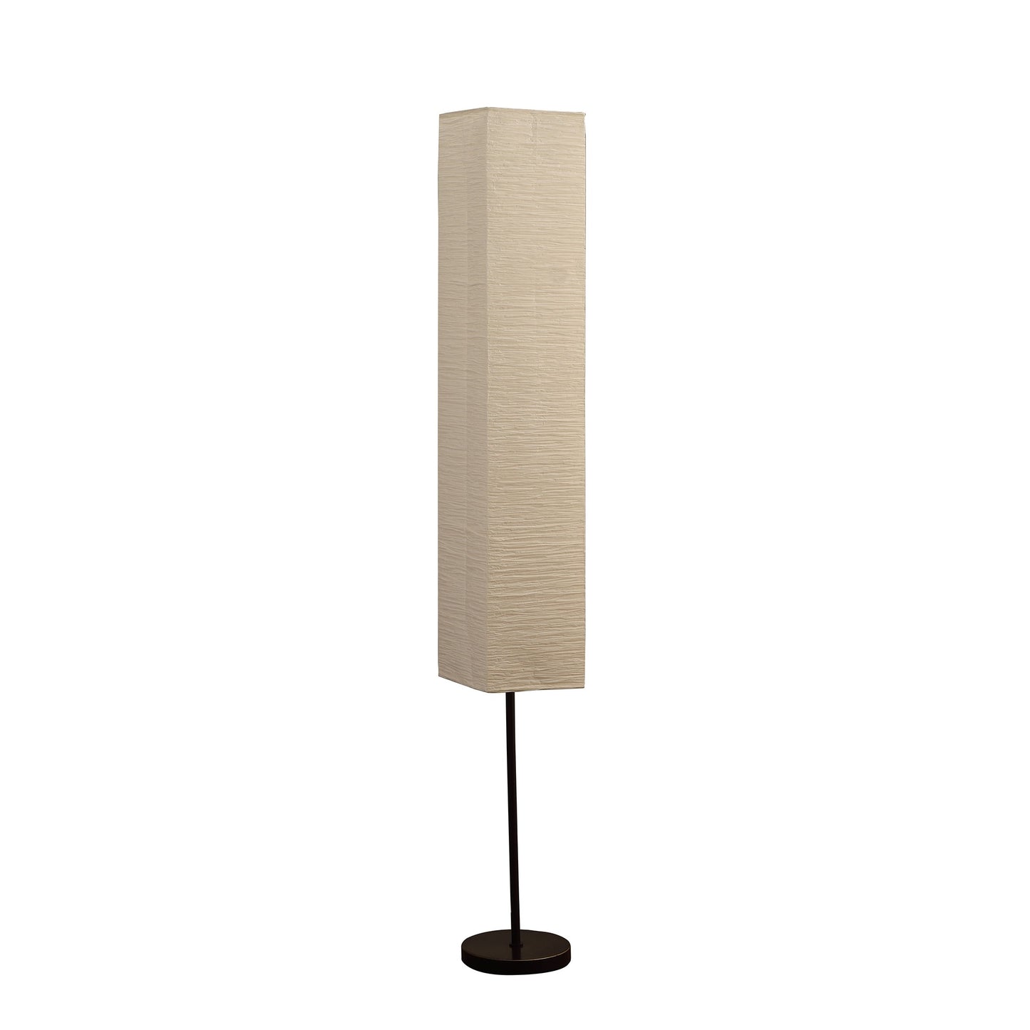 Black Column Floor Lamp w/ Off White Rectangular Paper Shade