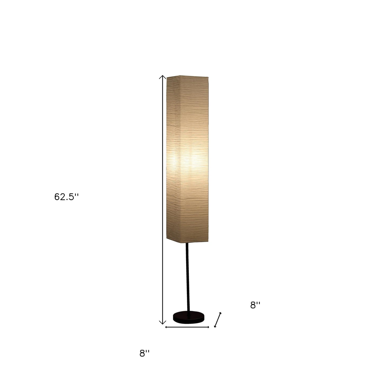 Black Column Floor Lamp w/ Off White Rectangular Paper Shade