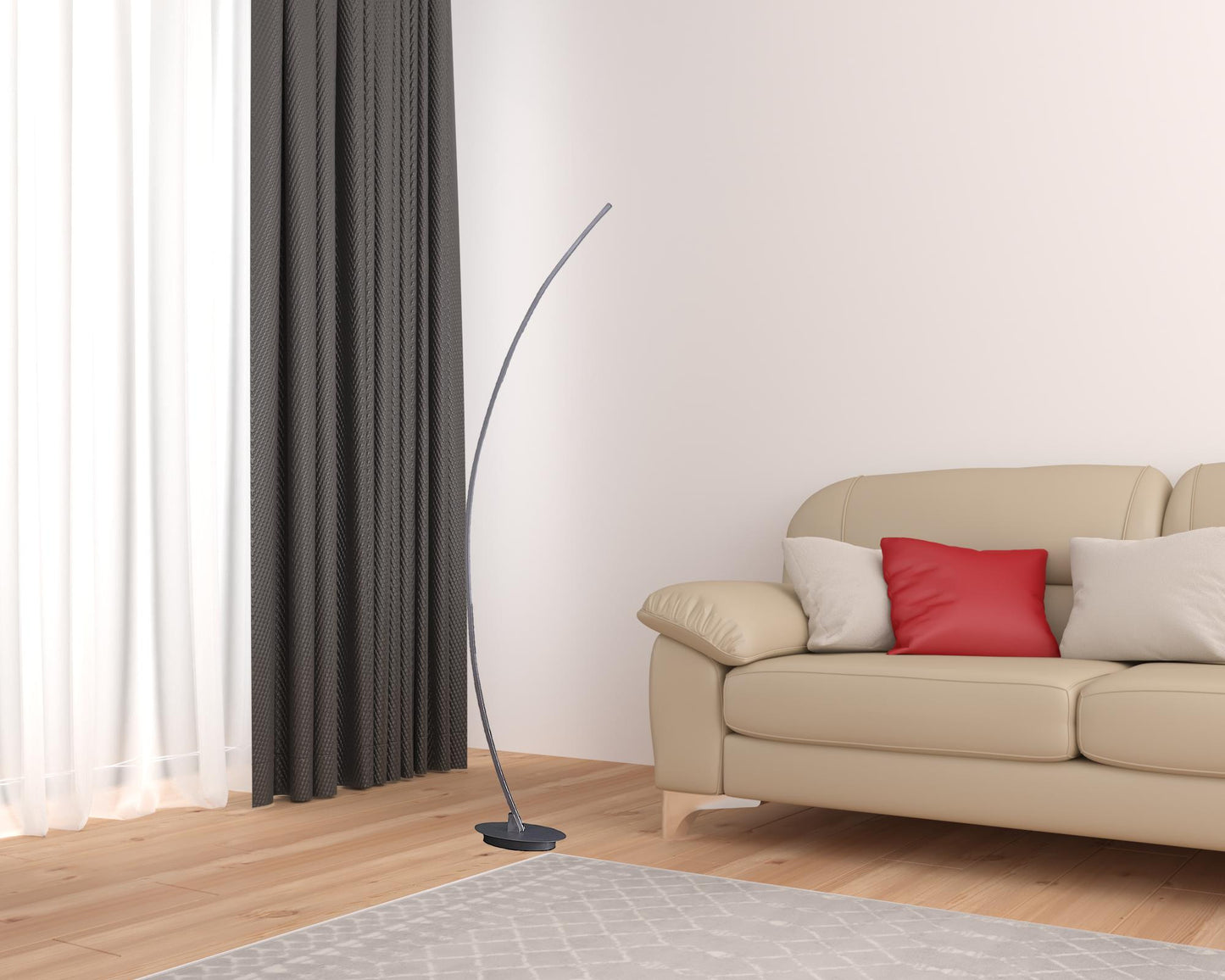 Silver & Soft White Arc Floor Lamp