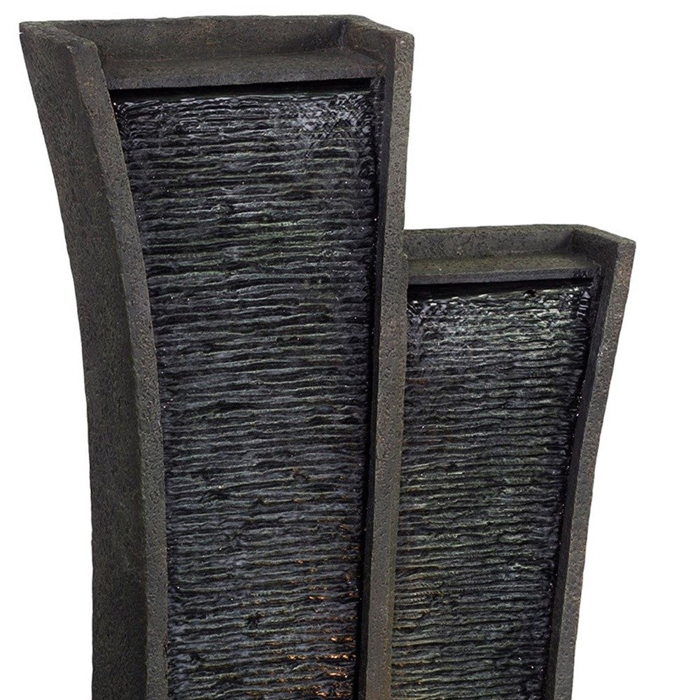Grey Polyresin Tower Indoor Outdoor Tabletop Fountain