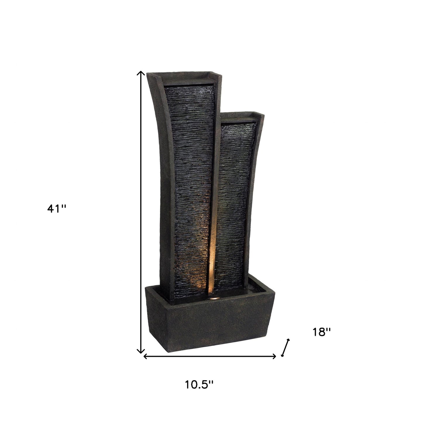Grey Polyresin Tower Indoor Outdoor Tabletop Fountain