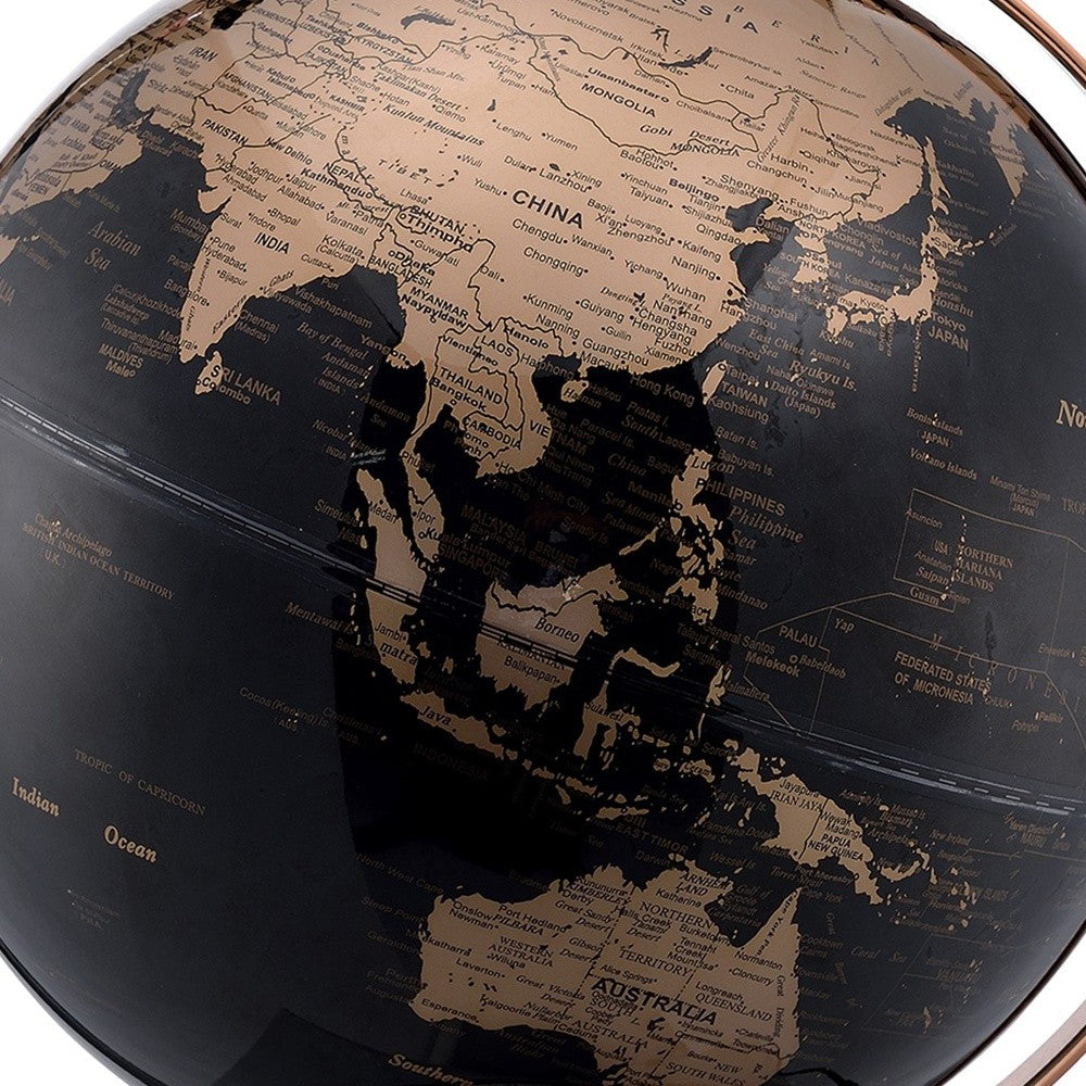Black & Rose Gold Polyresin Globe With LED