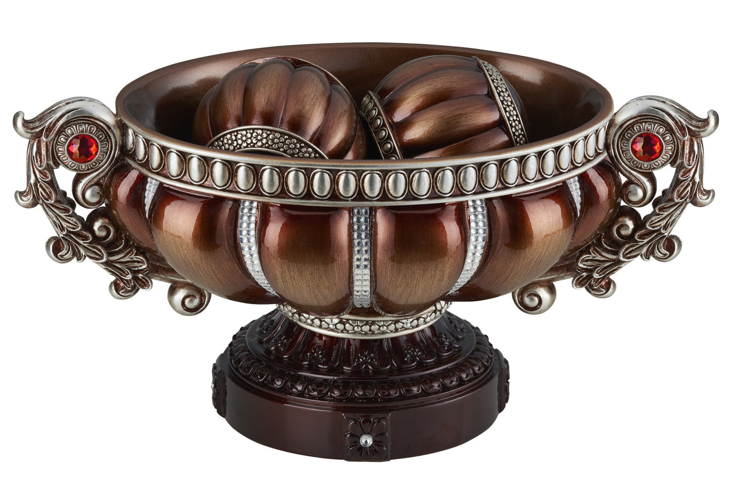 Reddish Bronze & Silver Polyresin Decorative Bowl With Orbs