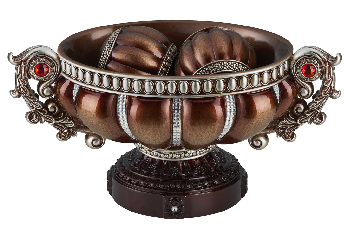 Reddish Bronze & Silver Polyresin Decorative Bowl With Orbs