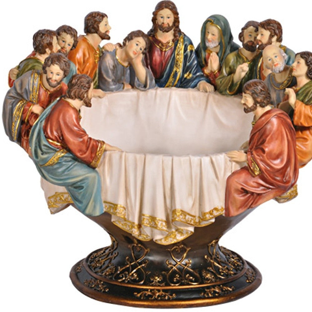 Brown Ivory & Gold Polyresin Decorative Bowl