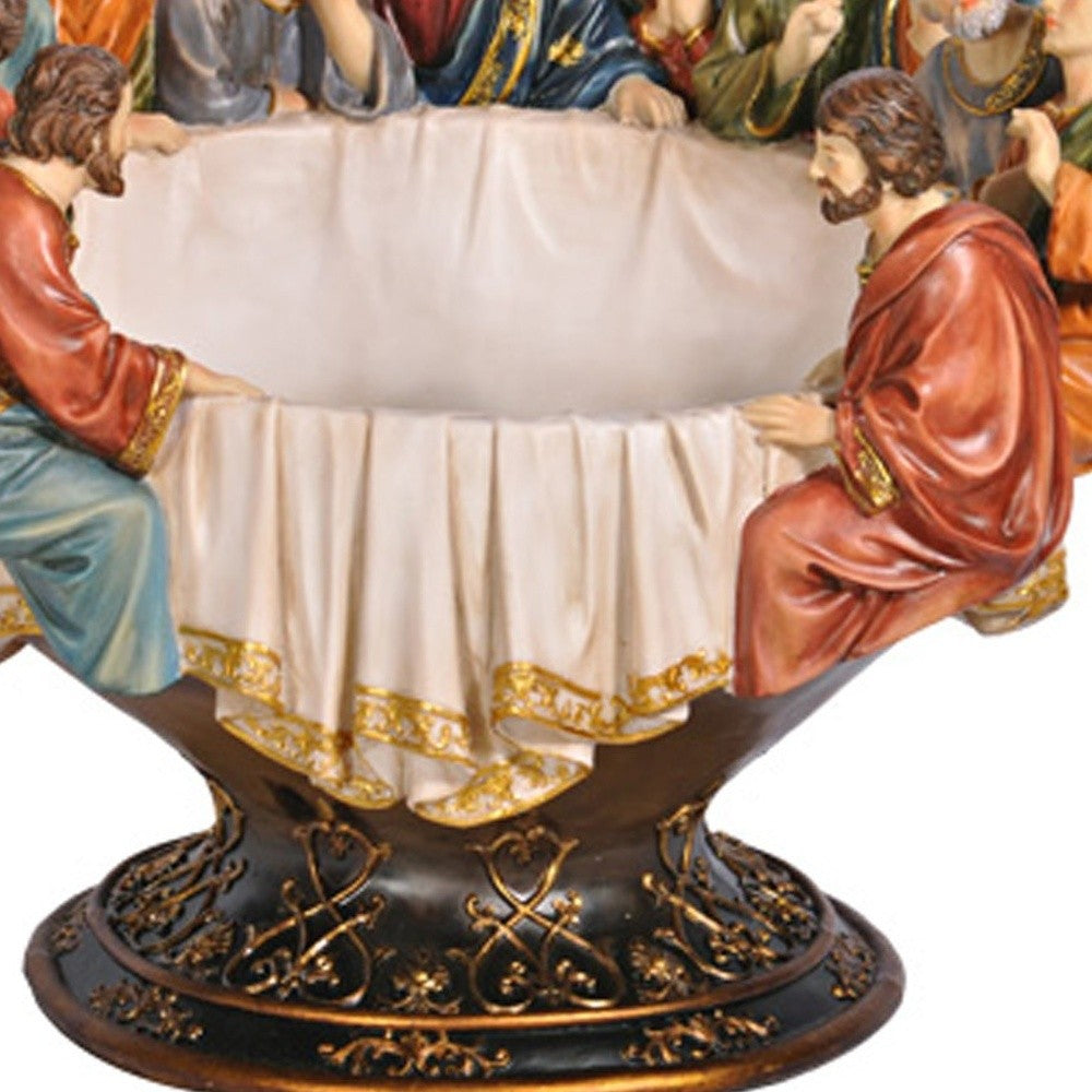 Brown Ivory & Gold Polyresin Decorative Bowl