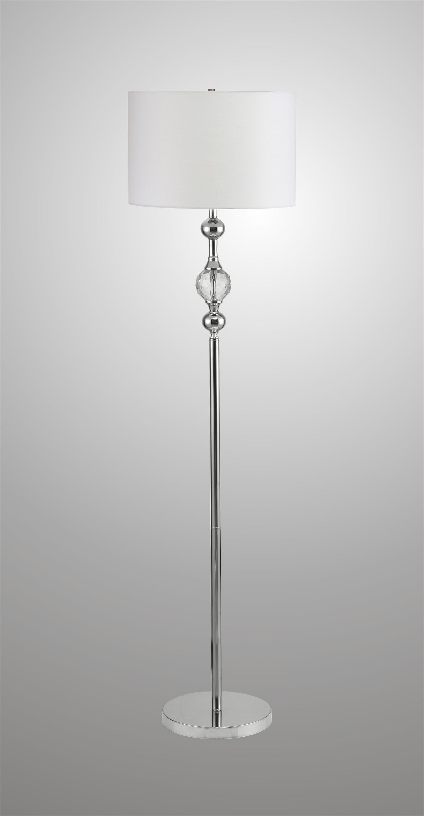 Chrome & Crystal Orb Shaped Floor Lamp w/ Shade