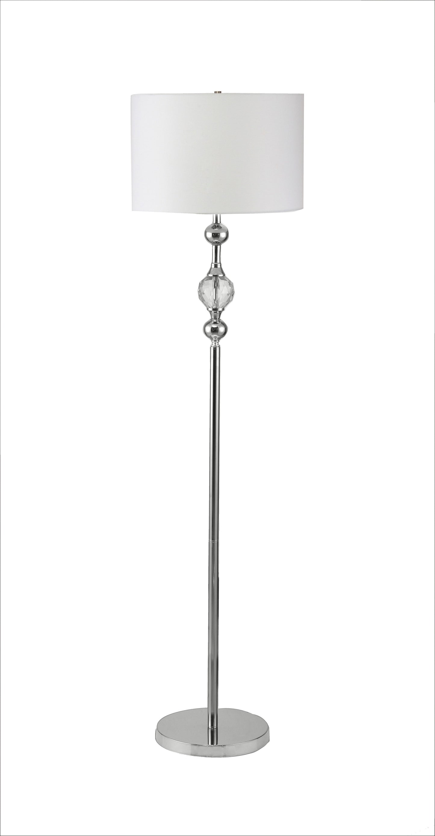 Chrome & Crystal Orb Shaped Floor Lamp w/ Shade