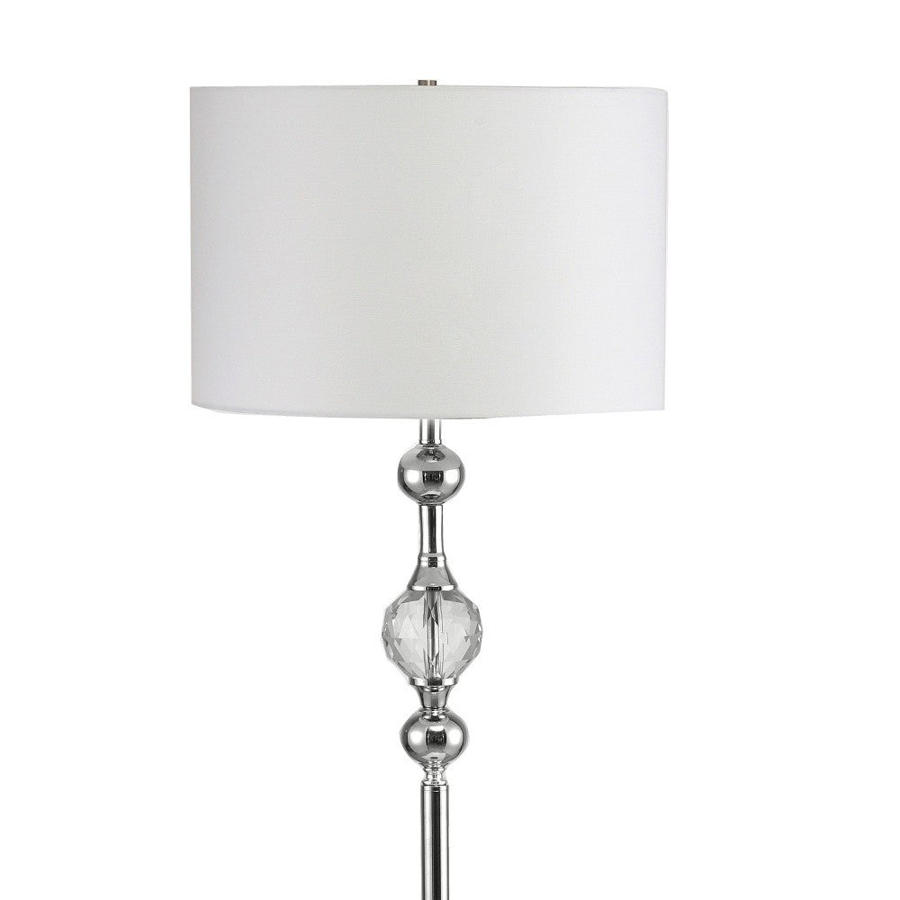Chrome & Crystal Orb Shaped Floor Lamp w/ Shade