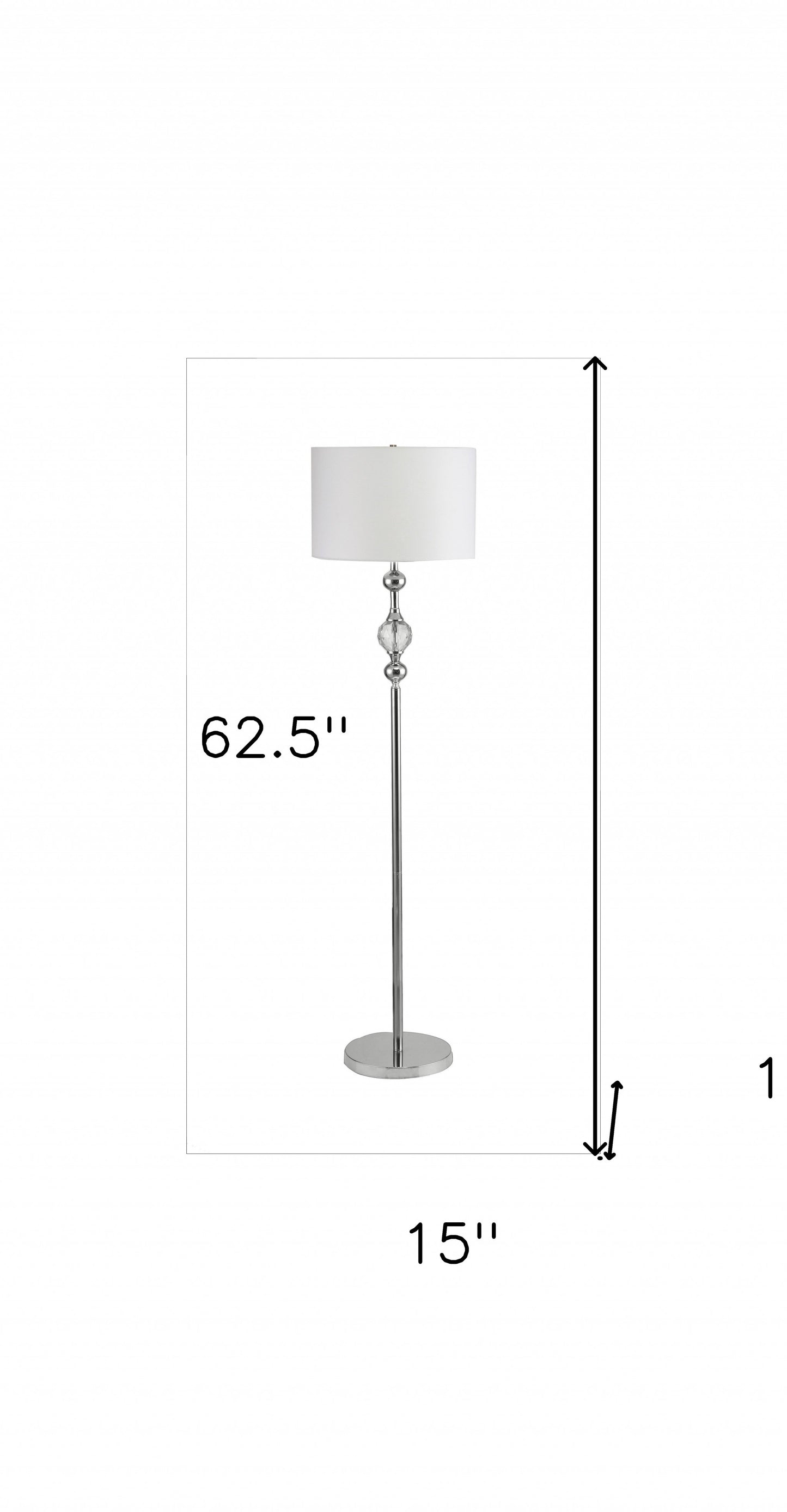 Chrome & Crystal Orb Shaped Floor Lamp w/ Shade