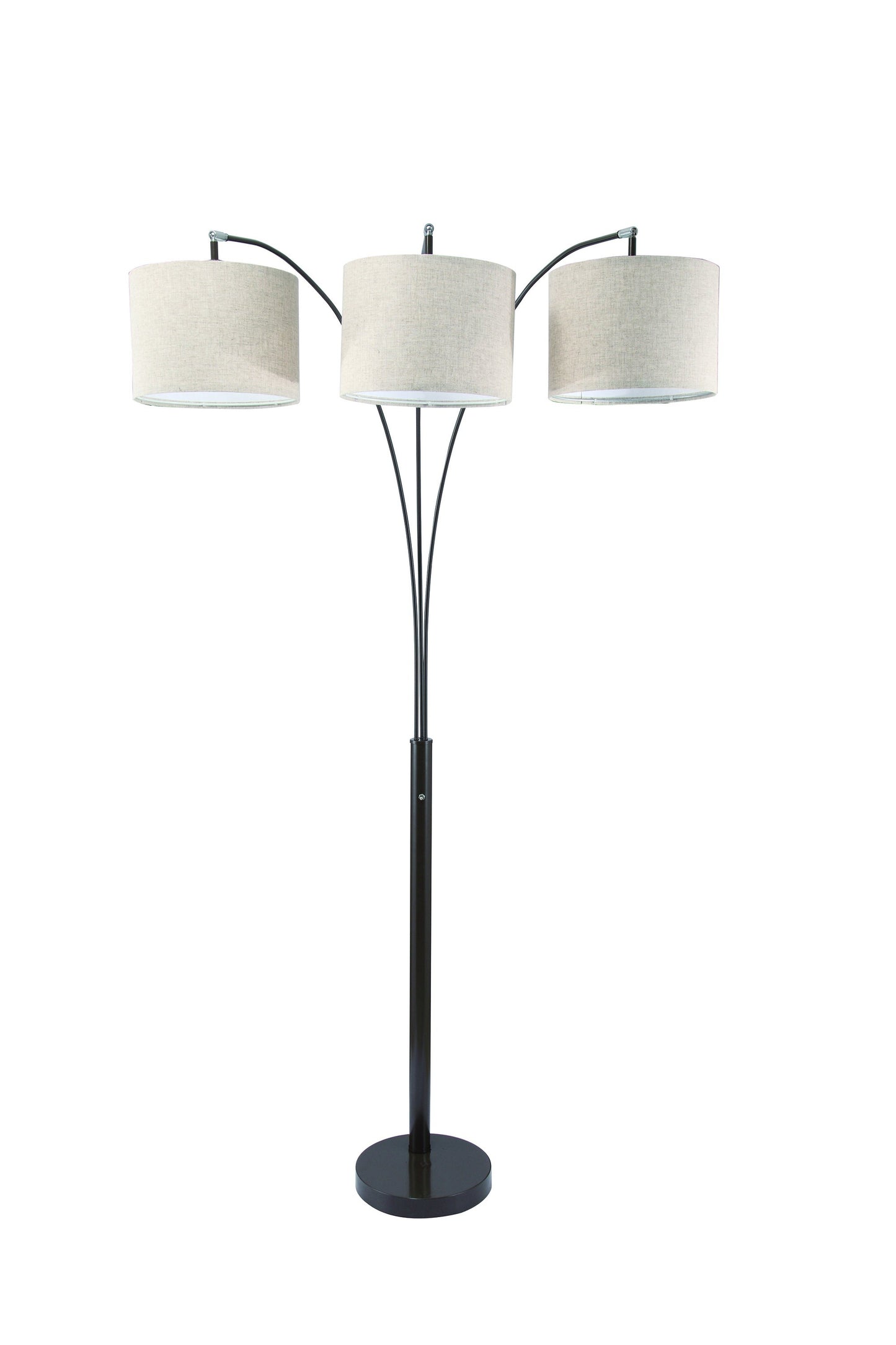 Beige & Espresso Brown Three Lights Tree Floor Lamp w/ Shade