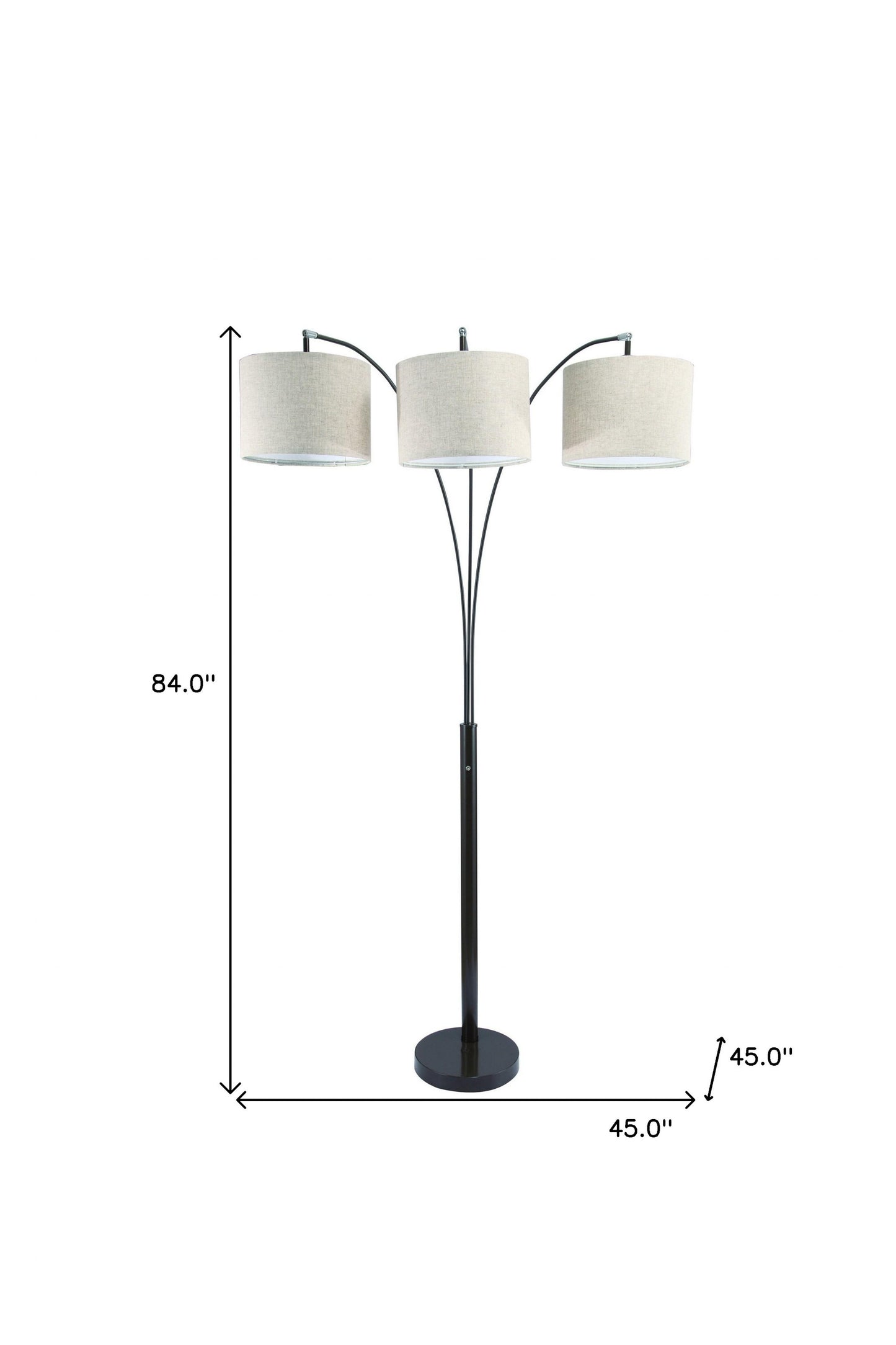 Beige & Espresso Brown Three Lights Tree Floor Lamp w/ Shade