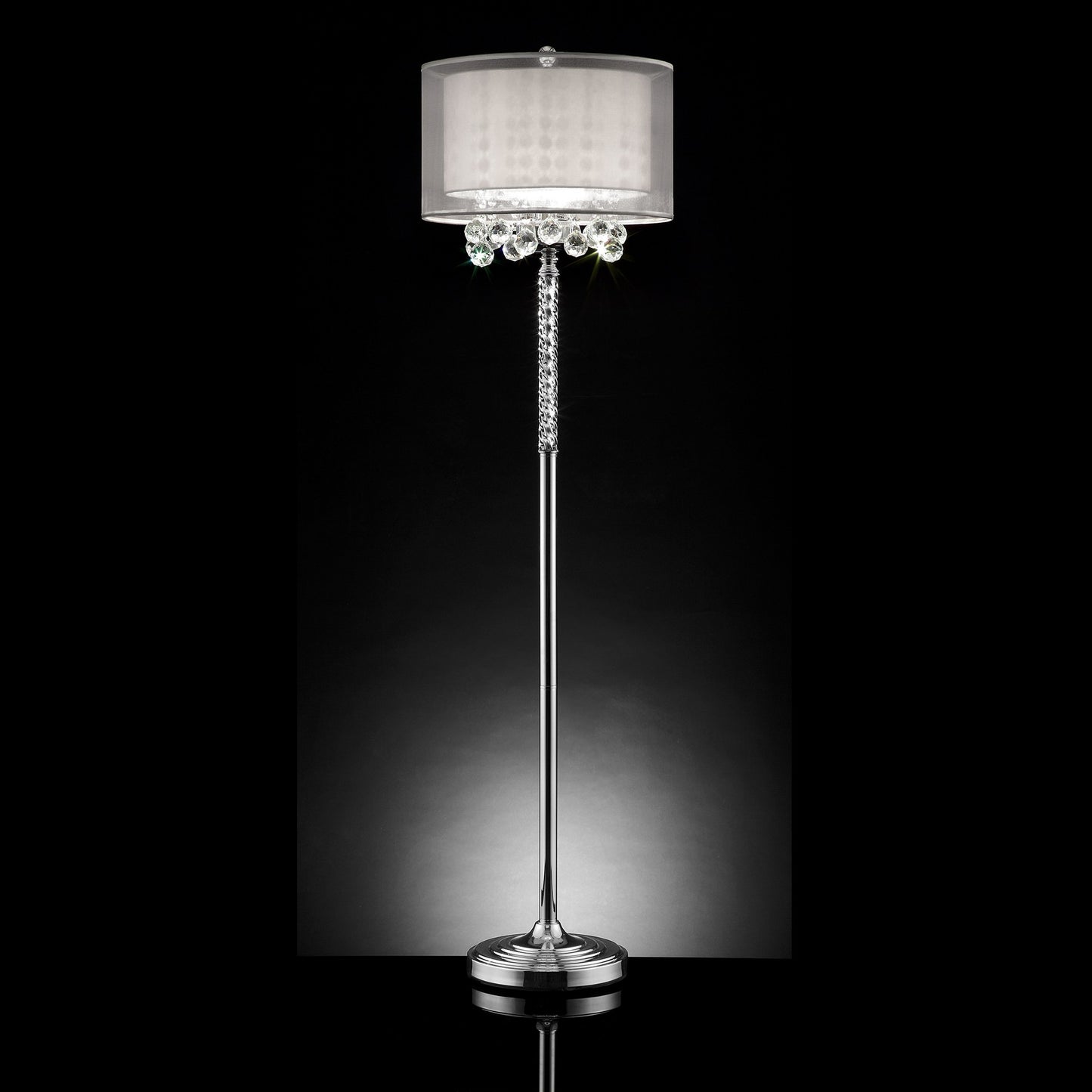 Steel 3-Light Candelabra Floor Lamp w/ Shade