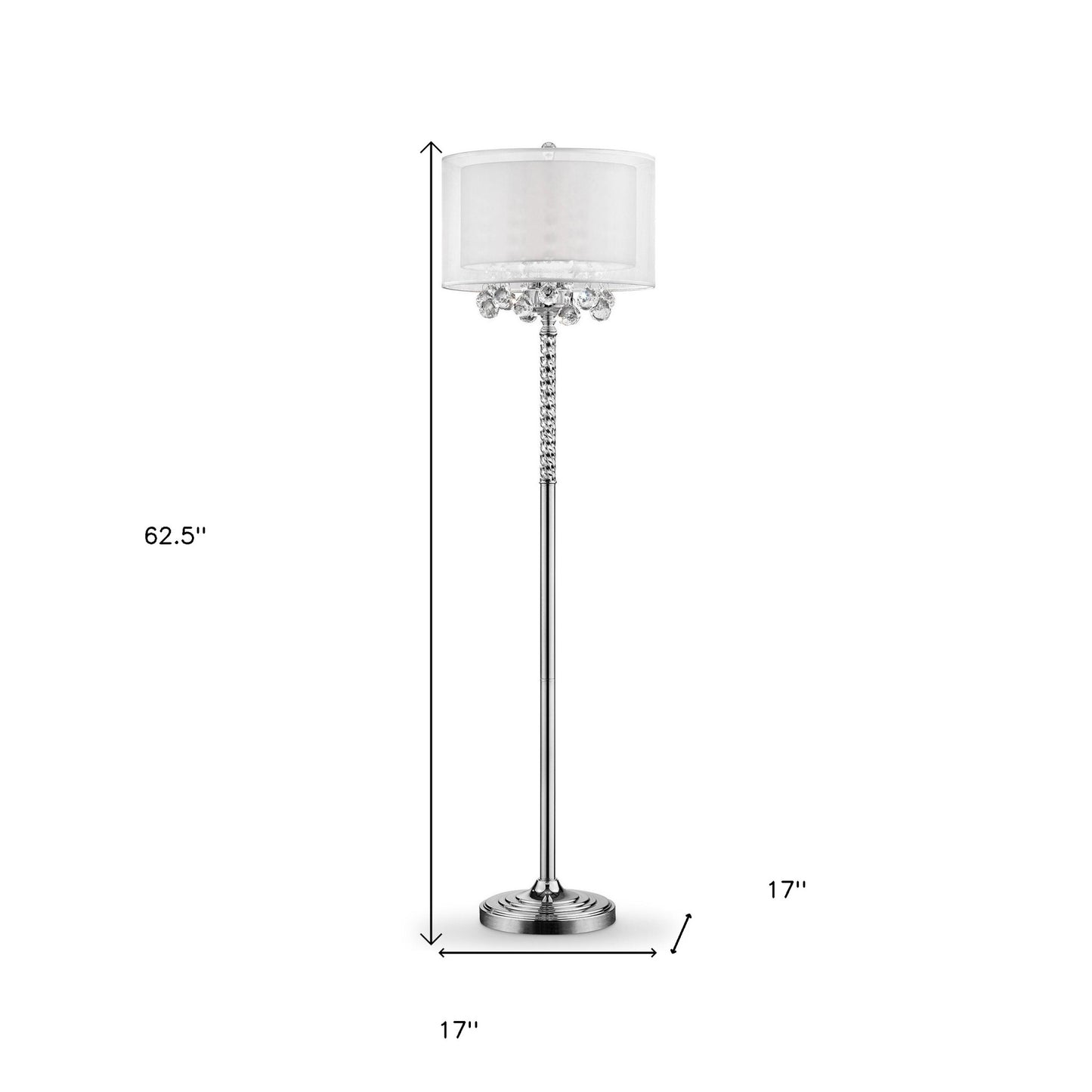 Steel 3-Light Candelabra Floor Lamp w/ Shade