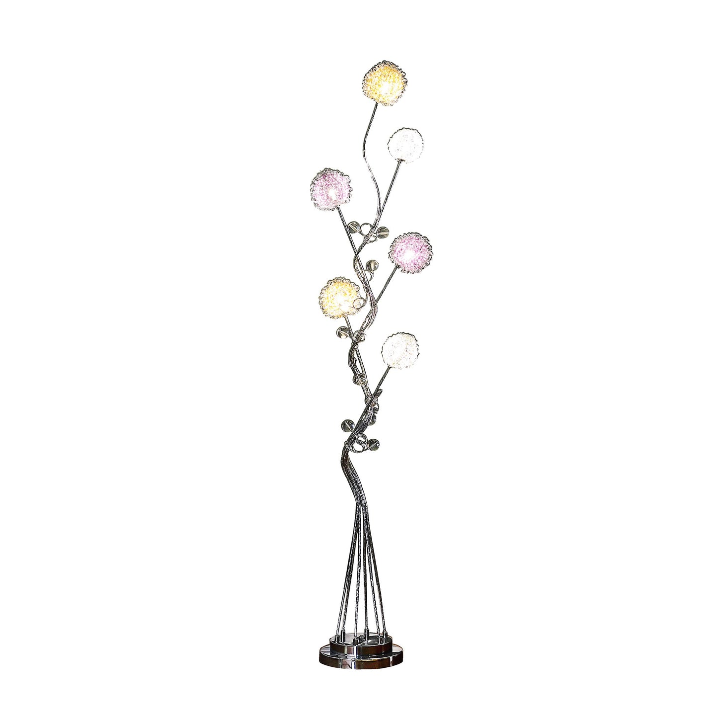 Steel Floor Lamp w/ & White Shade