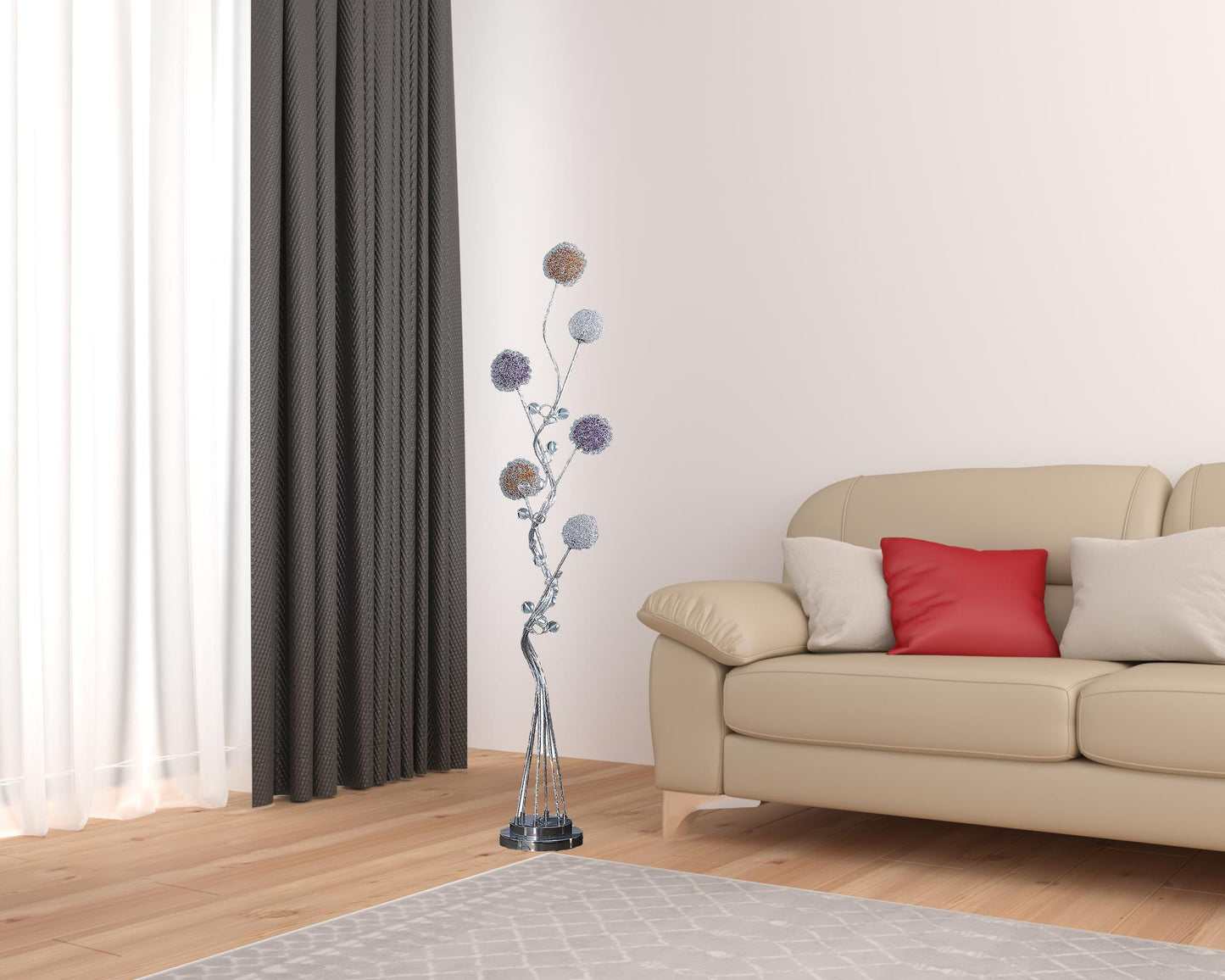Steel Floor Lamp w/ & White Shade