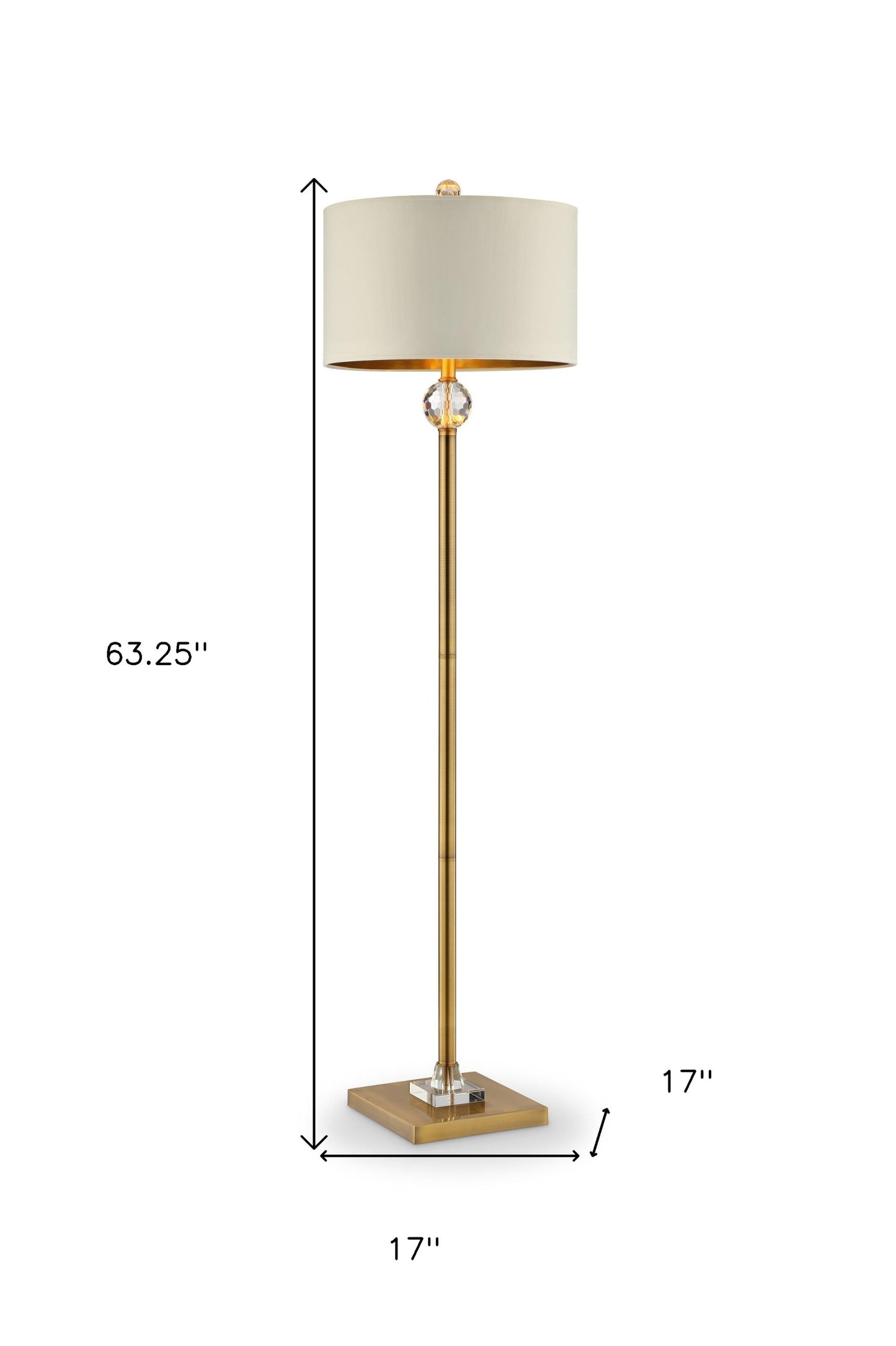 Gold Column Floor Lamp w/ Off-Shade
