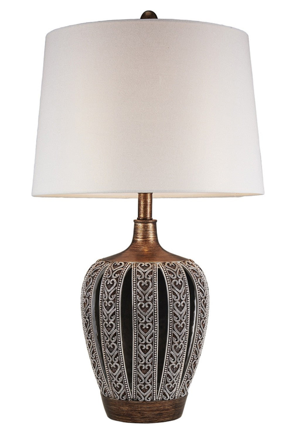 Primo Tall Brown Table Lamp w/ White Lamp Shade