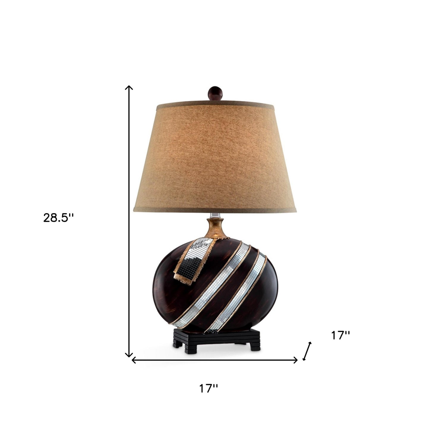 Dark Brown Polyresin Lamp w/ Beige Shade