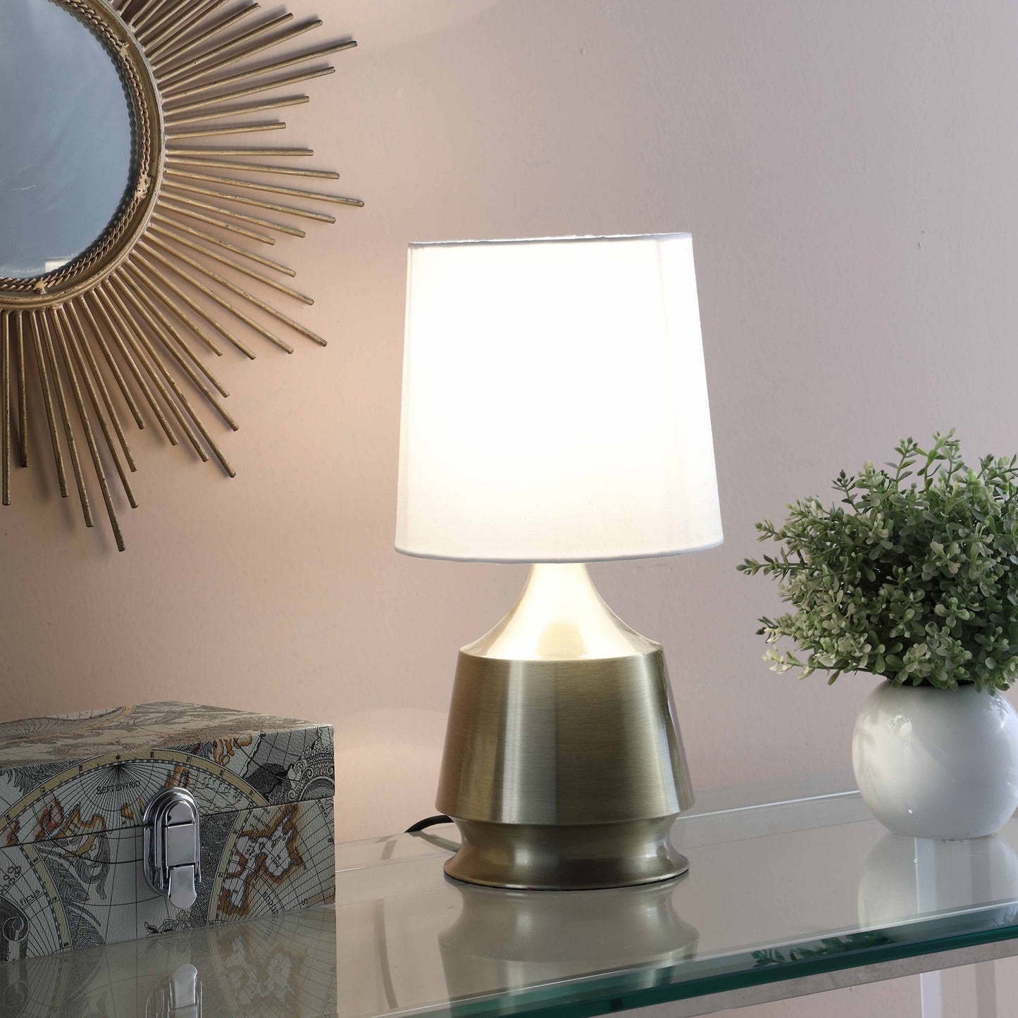 Brass Bedside Table Lamp w/ Shade