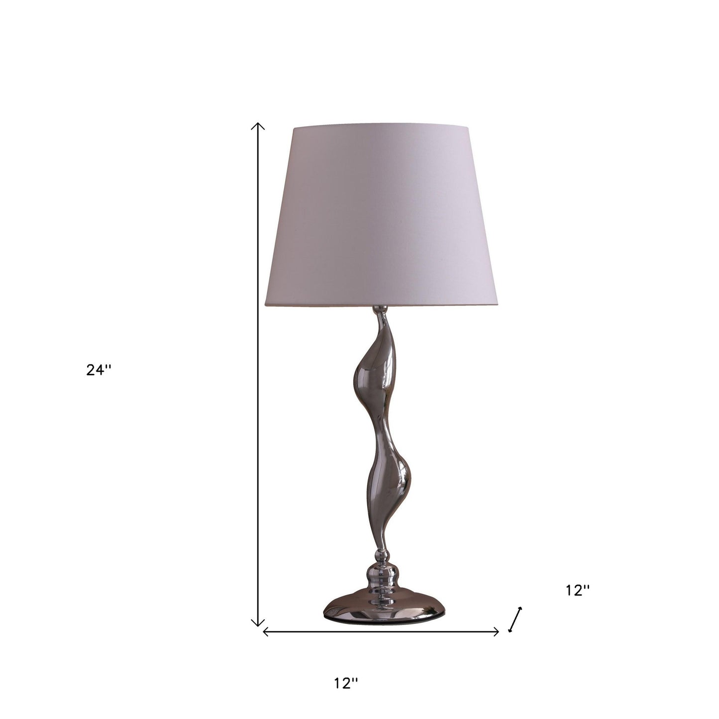 Silver Bedside Table Lamp w/ Shade