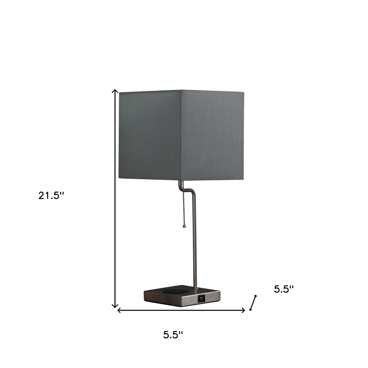 Gray Bedside Table Lamp w/ Gray Shade