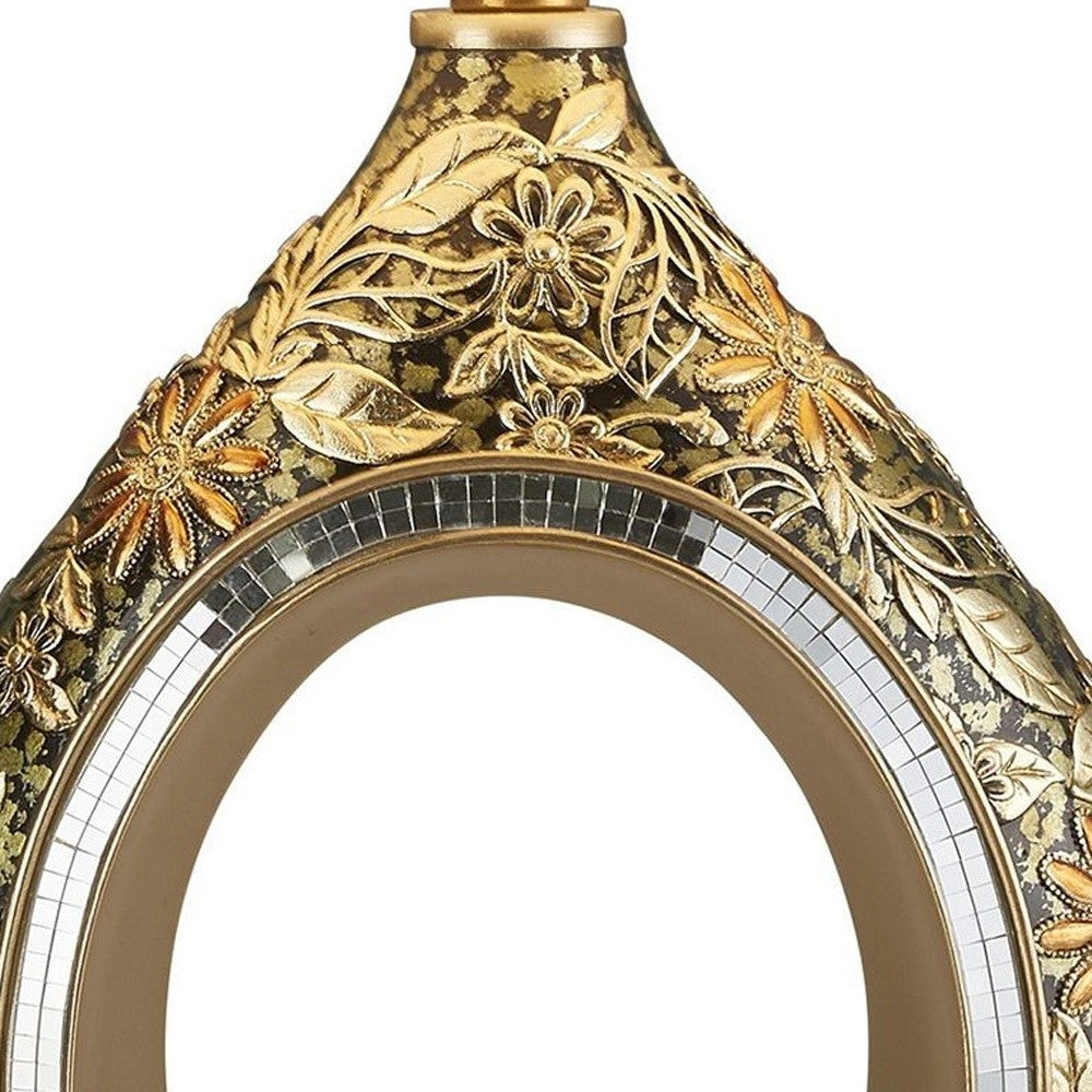 Vintage Silver w/ Gold Flowers Table Lamp