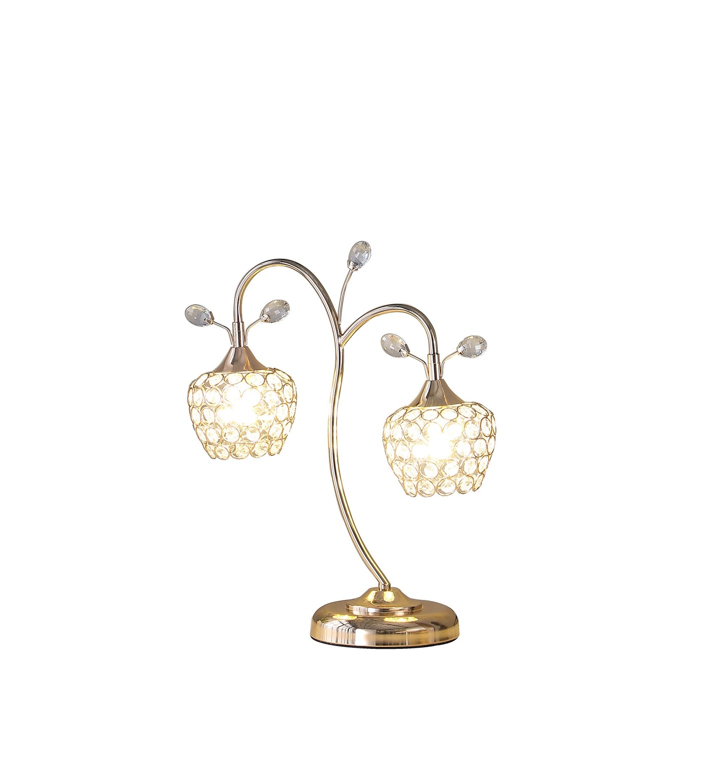 Gold Two Light Bedside Table Lamp w/ Clear Shade