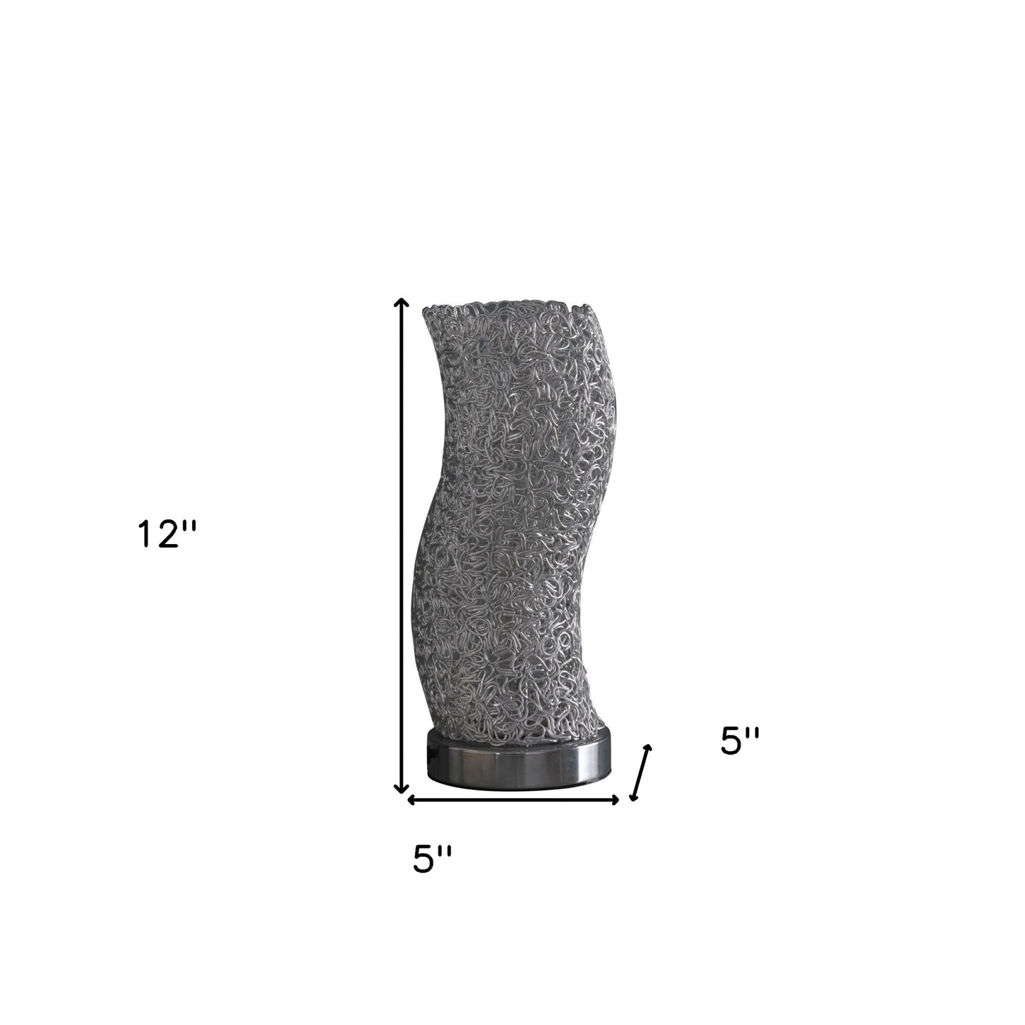 Silver Bedside Table Lamp w/ Silver Swirl Shade