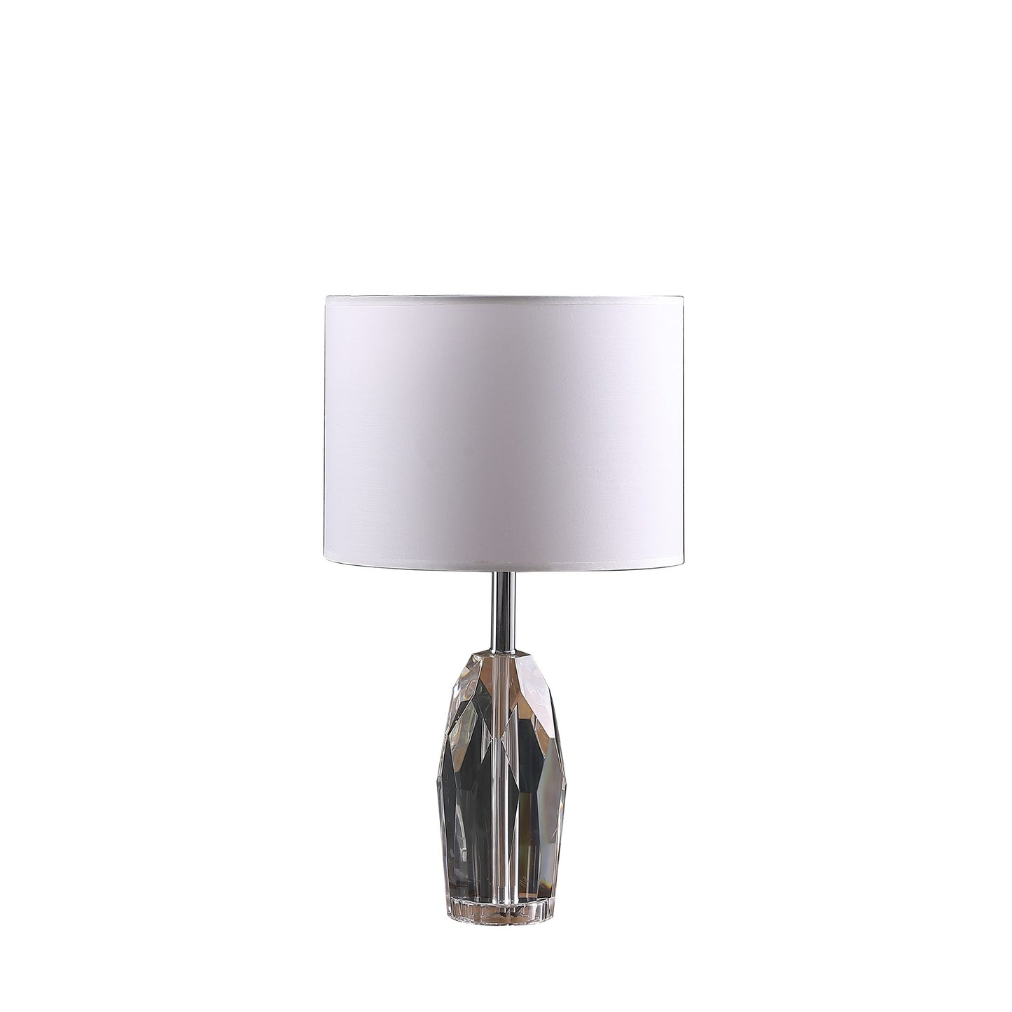 Chrome & Faceted Crystal Urn Table Lamp w/ Shade
