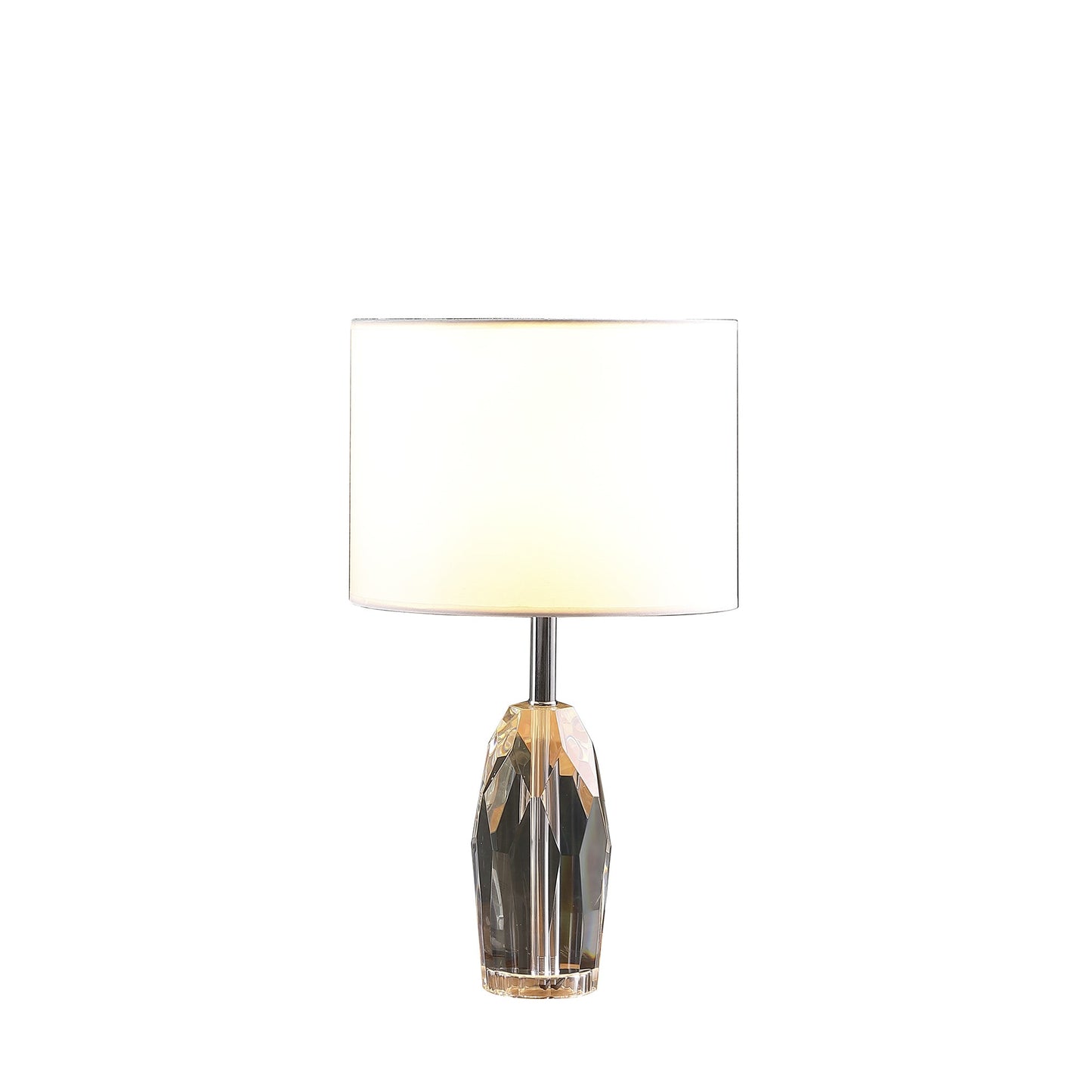 Chrome & Faceted Crystal Urn Table Lamp w/ Shade
