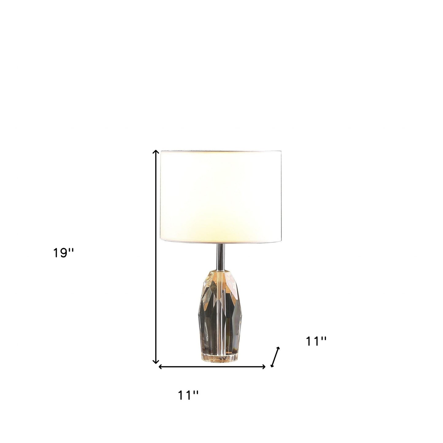 Chrome & Faceted Crystal Urn Table Lamp w/ Shade