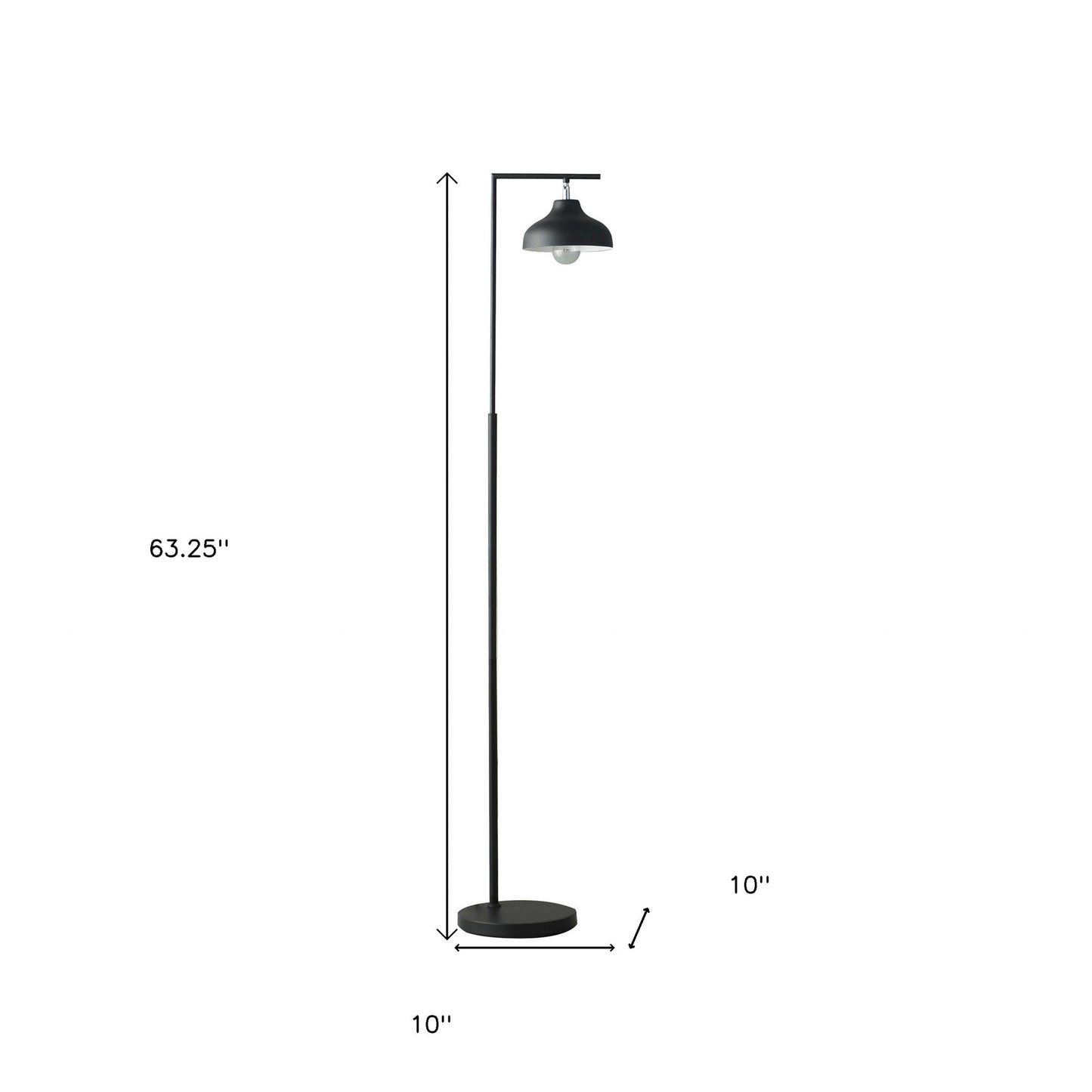 Black Arc Floor Lamp w/ Black Bowl Shade