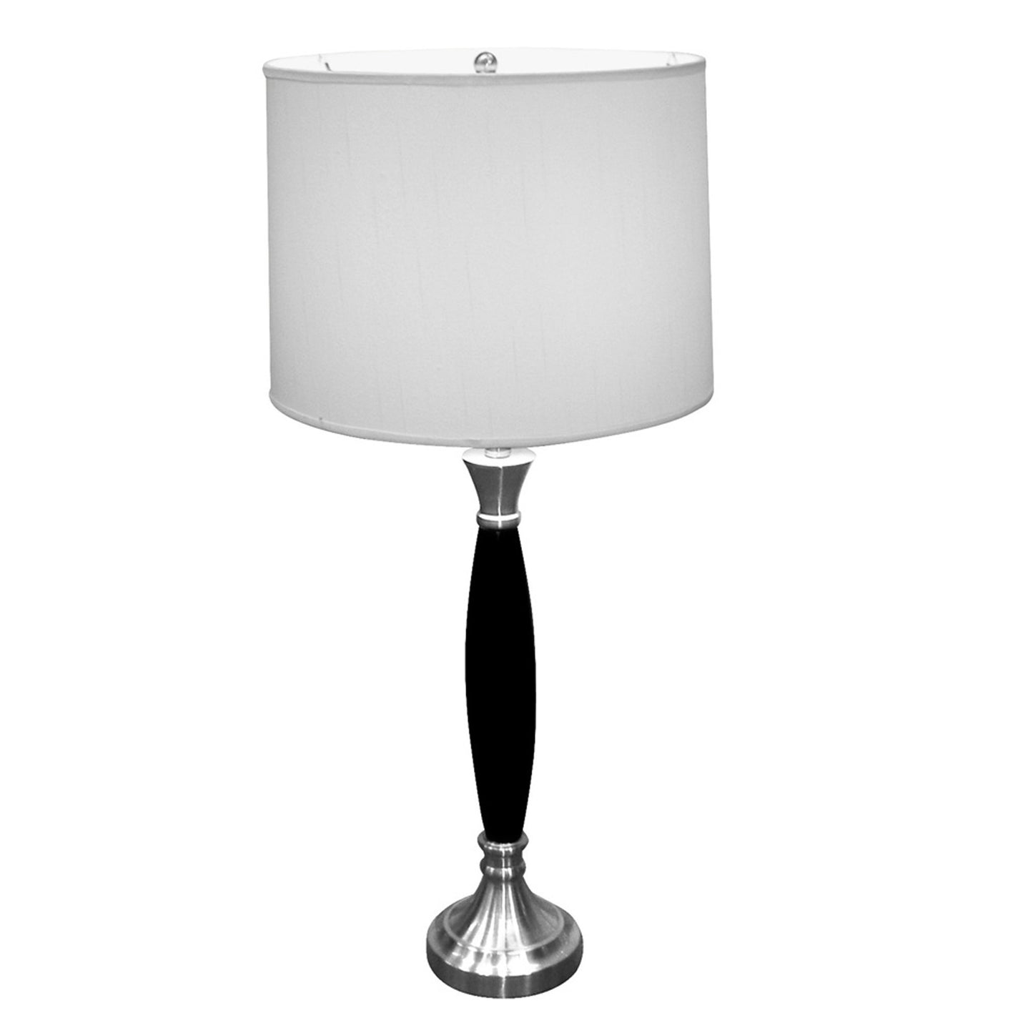 Black Solid Wood Bedside Table Lamp w/ Shade