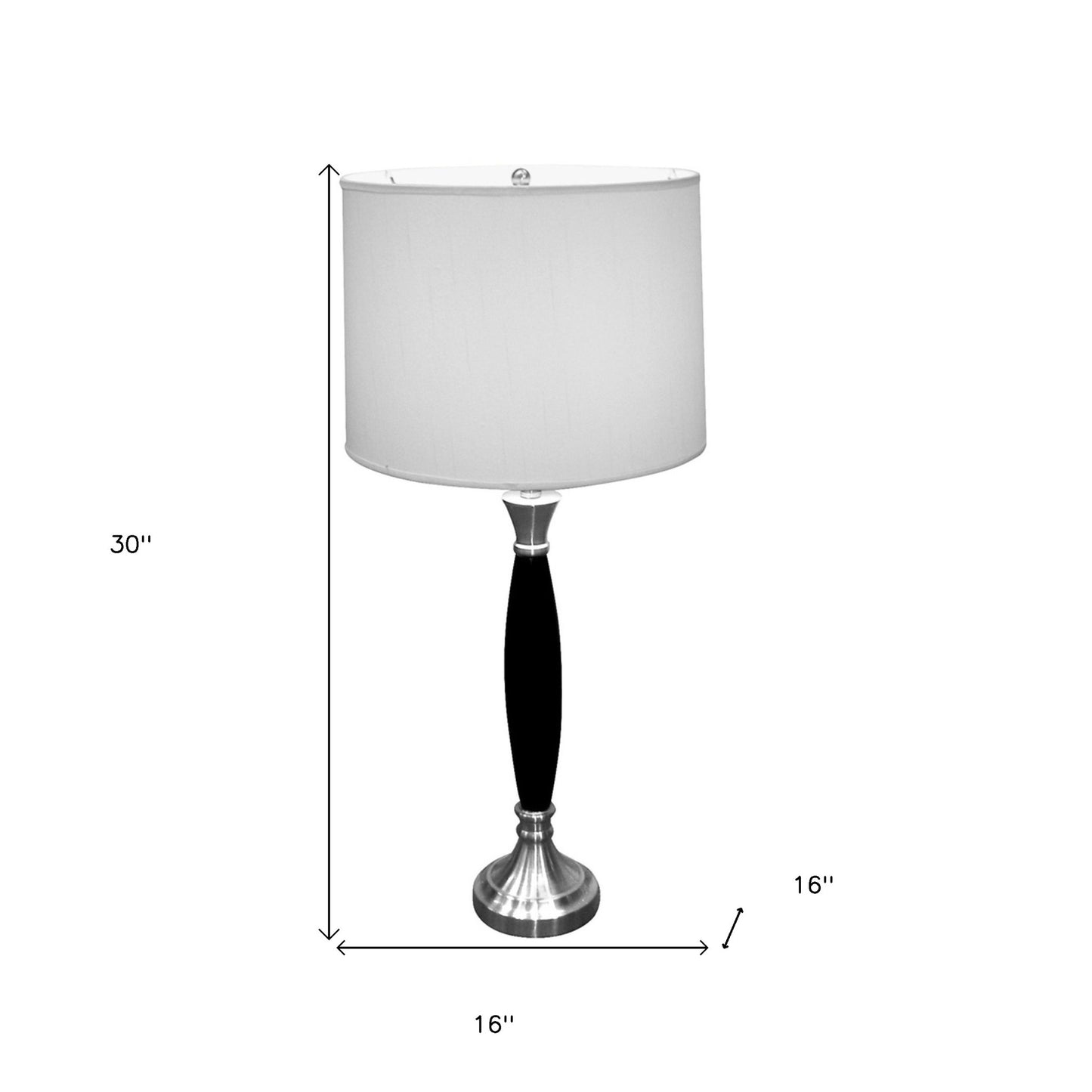 Black Solid Wood Bedside Table Lamp w/ Shade