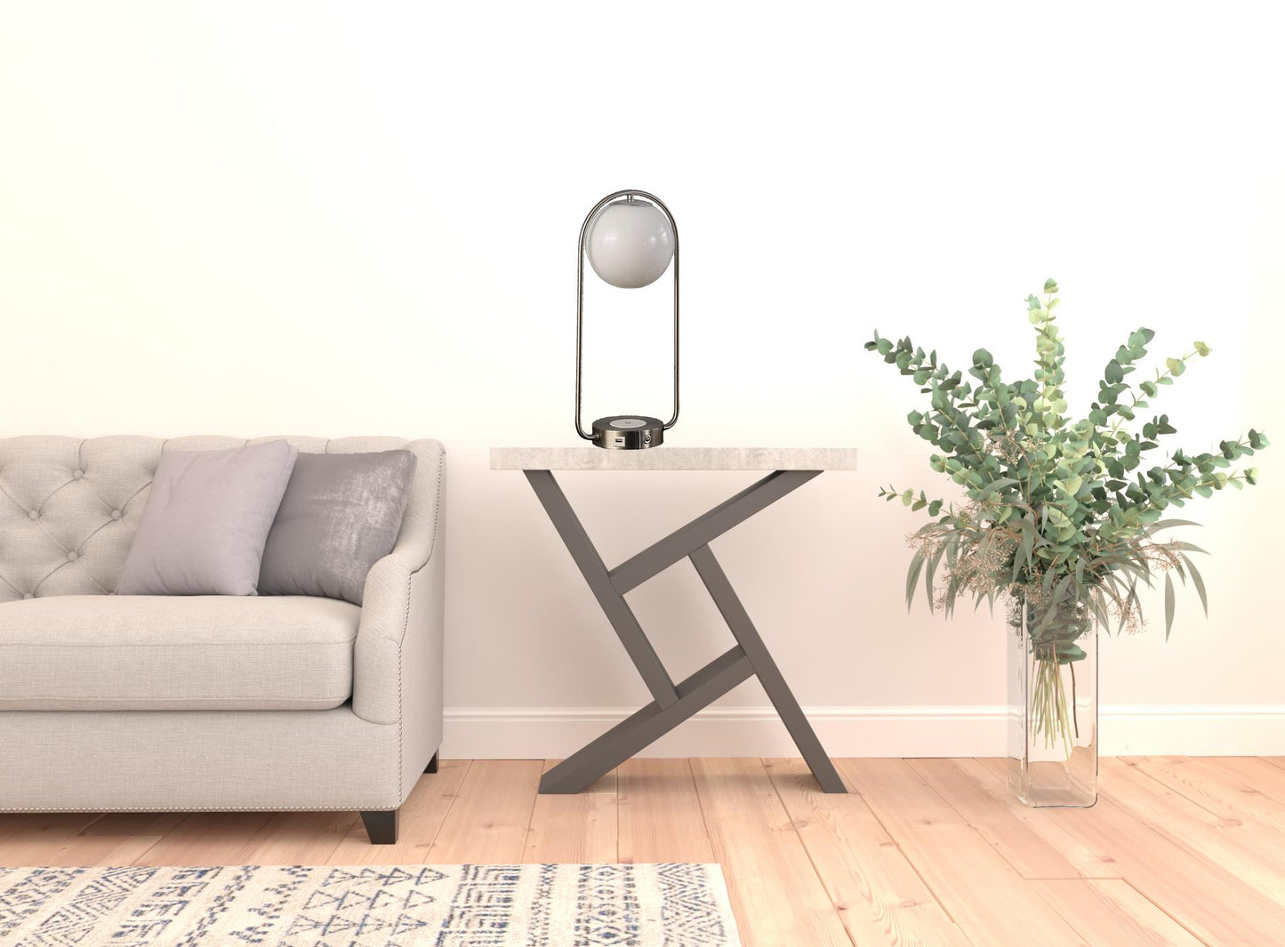 Silver Clip Globe Table Lamp
