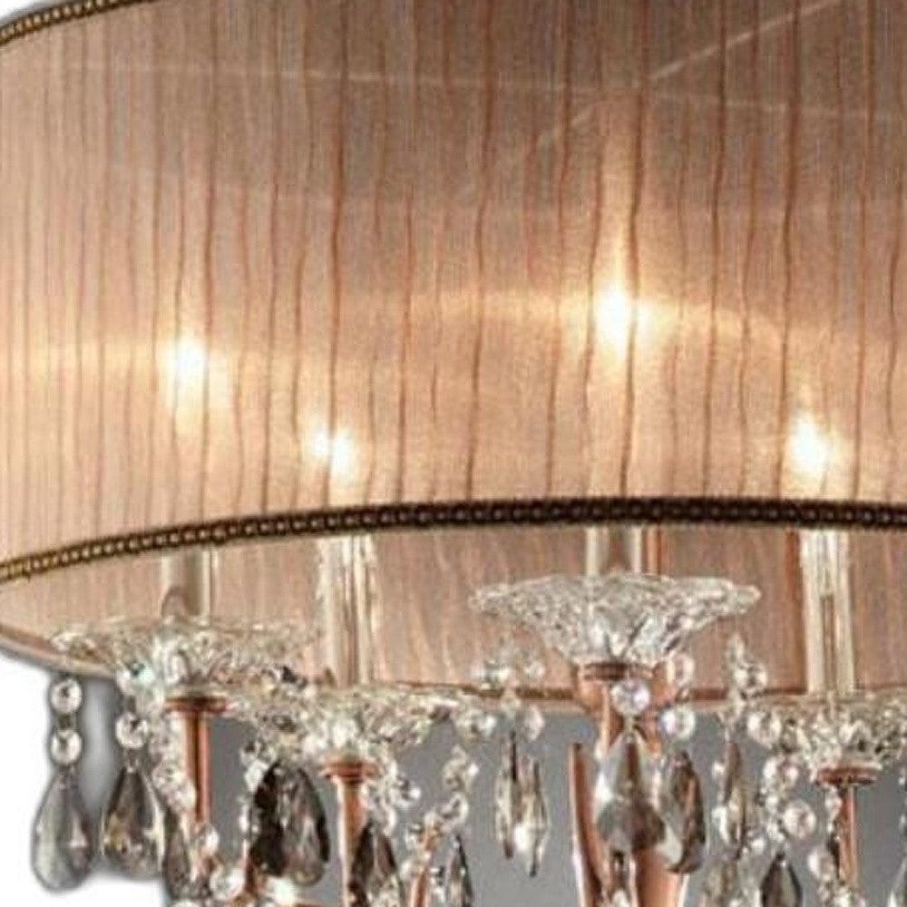 Silver & Pink Faux Crystal Hanging Chandelier Lamp