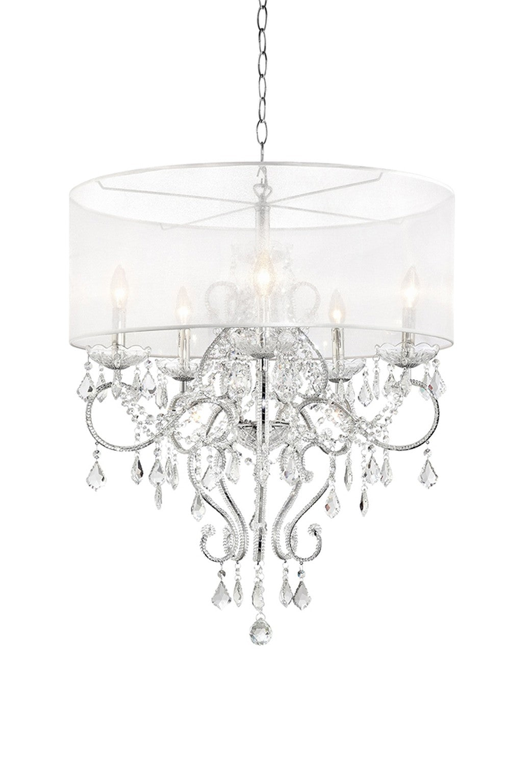 Glam Silver Faux Crystal Hanging Celing Lamp