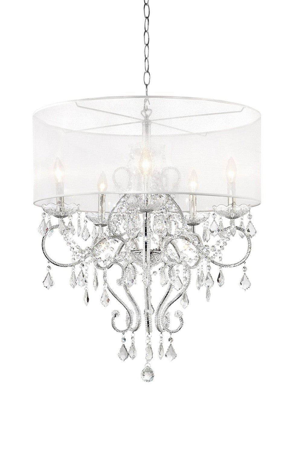 Glam Silver Faux Crystal Hanging Celing Lamp